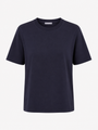 CREW NECK NAVY T-SHIRT WITH SILK