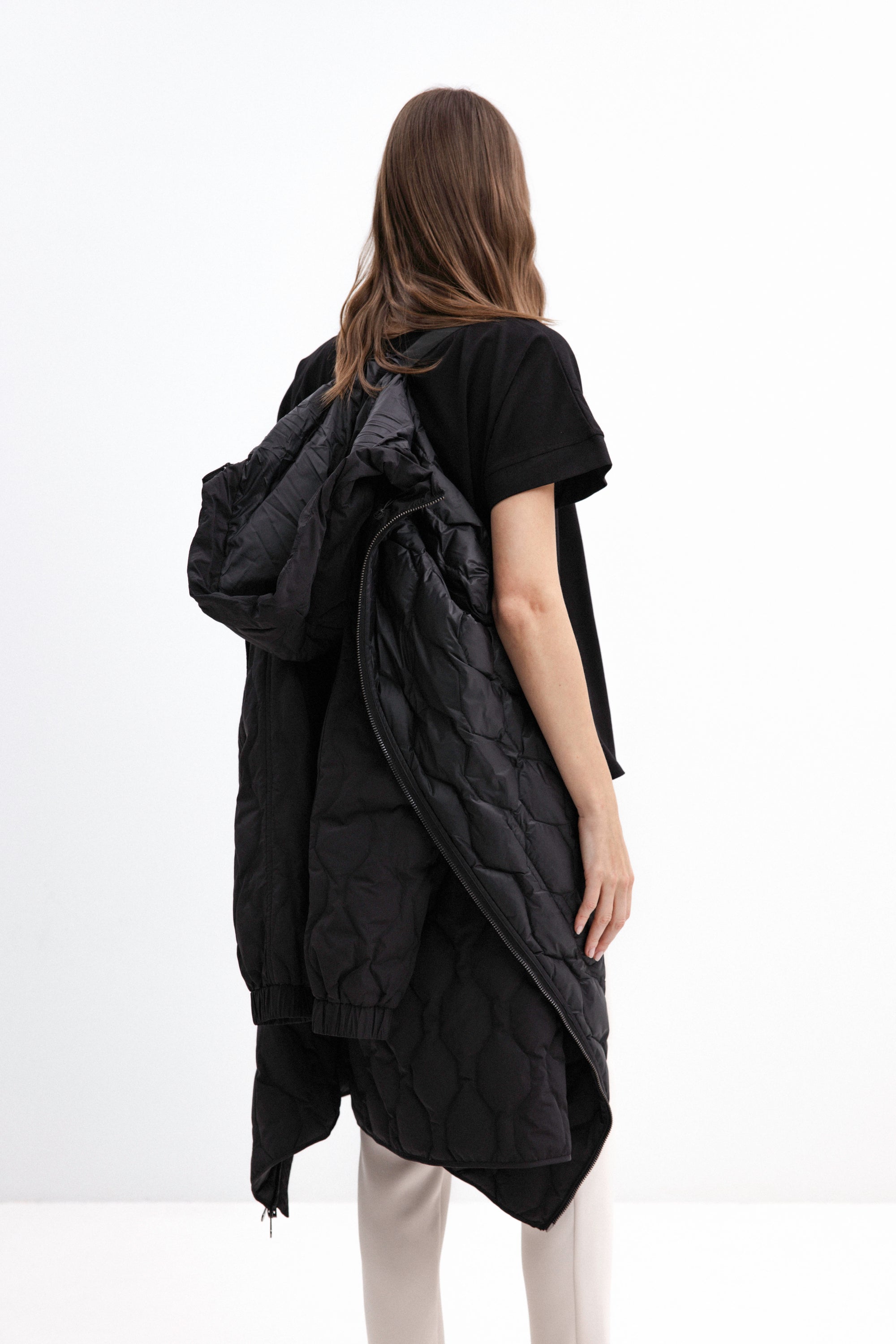 BLACK LONG DOWN JACKET