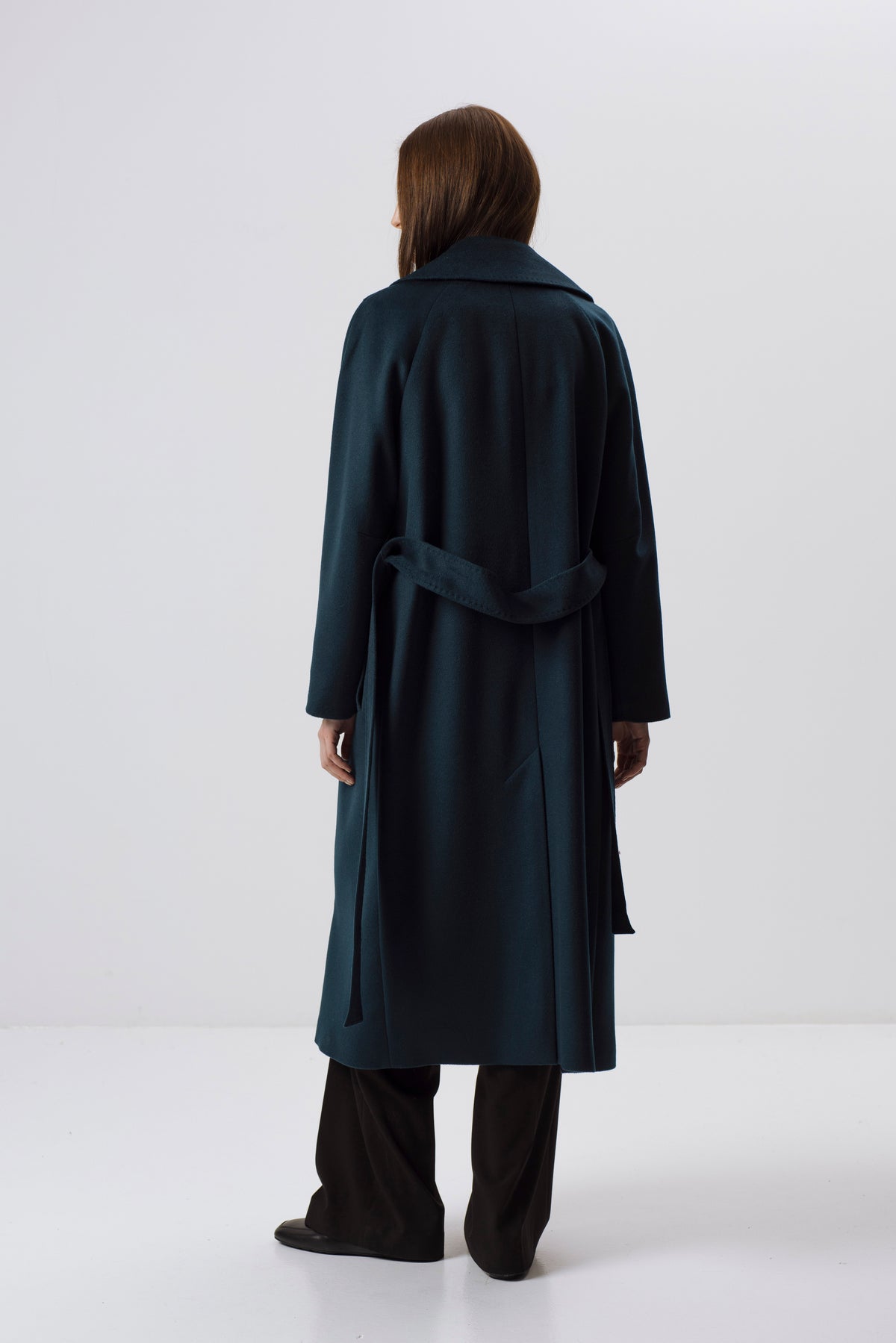 EMERALD DOUBLE-BREASTED BELTED COAT WITH WOOL
