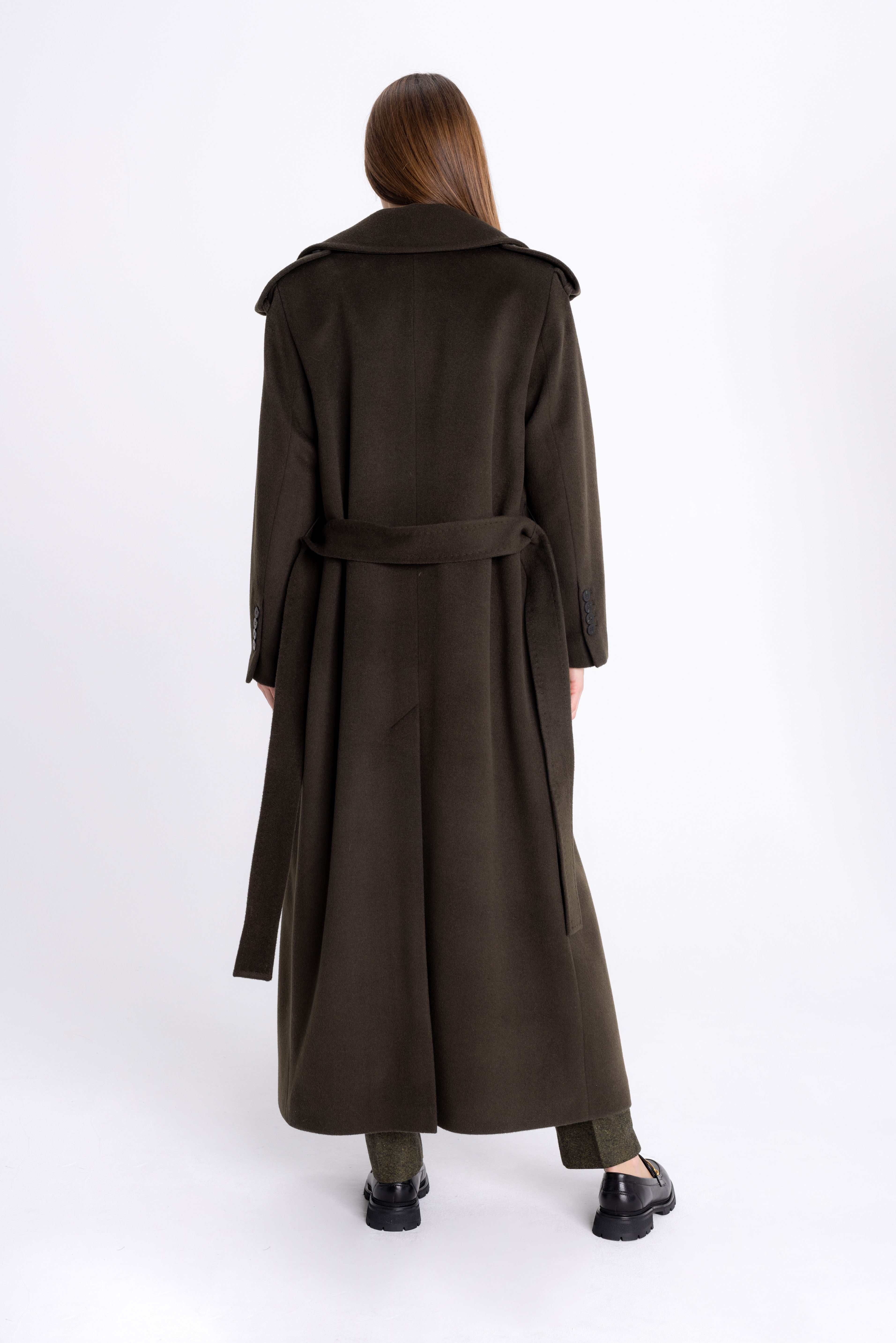 FOREST GREEN DOUBLE-BREASTED WOOL COAT