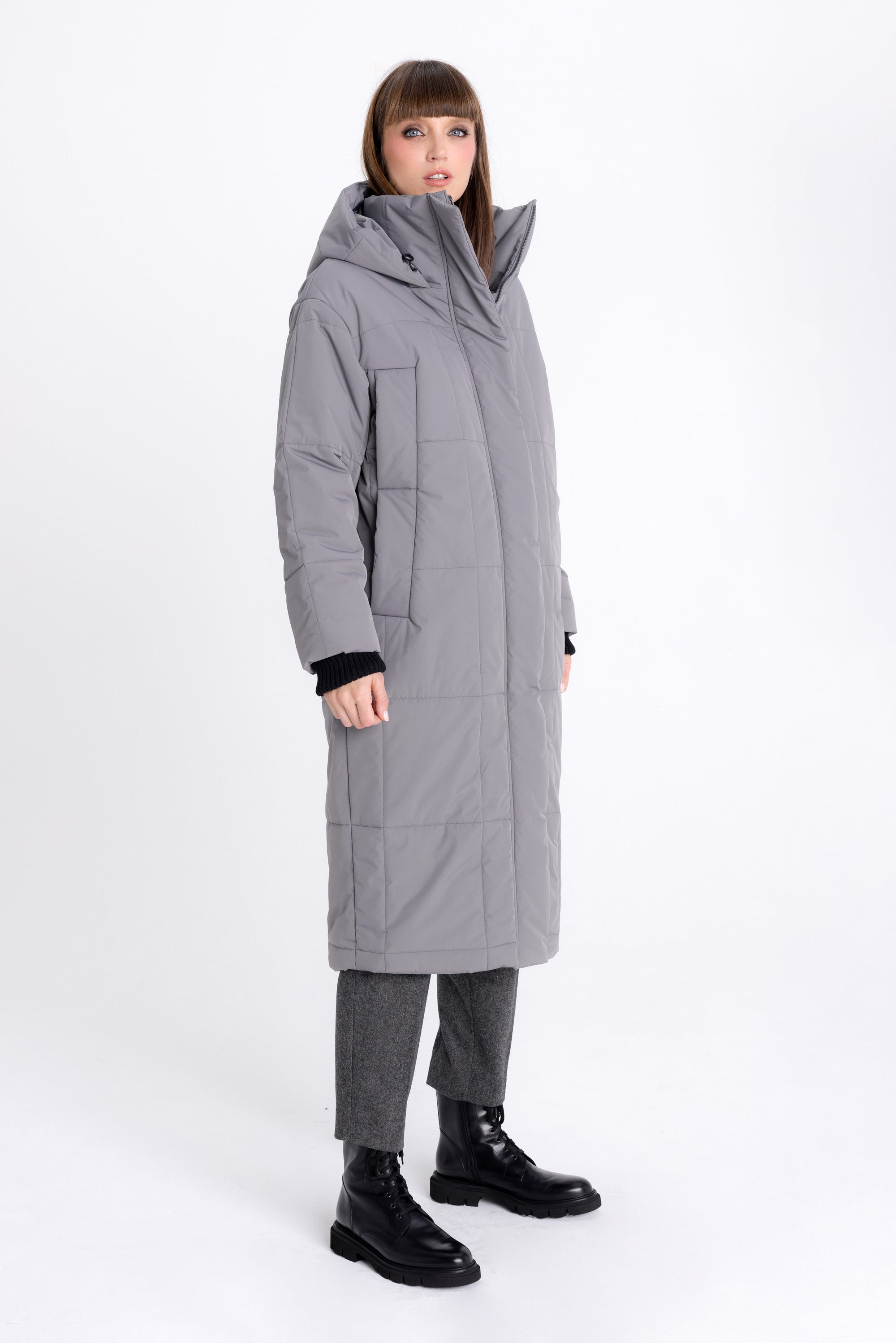 ANTHRACITE PADDED JACKET WITH HOOD