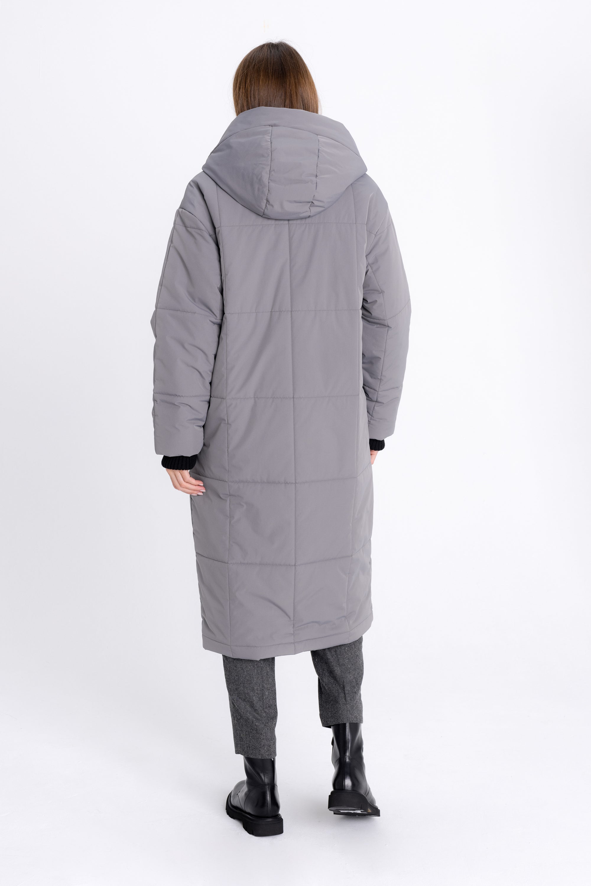 ANTHRACITE PADDED JACKET WITH HOOD