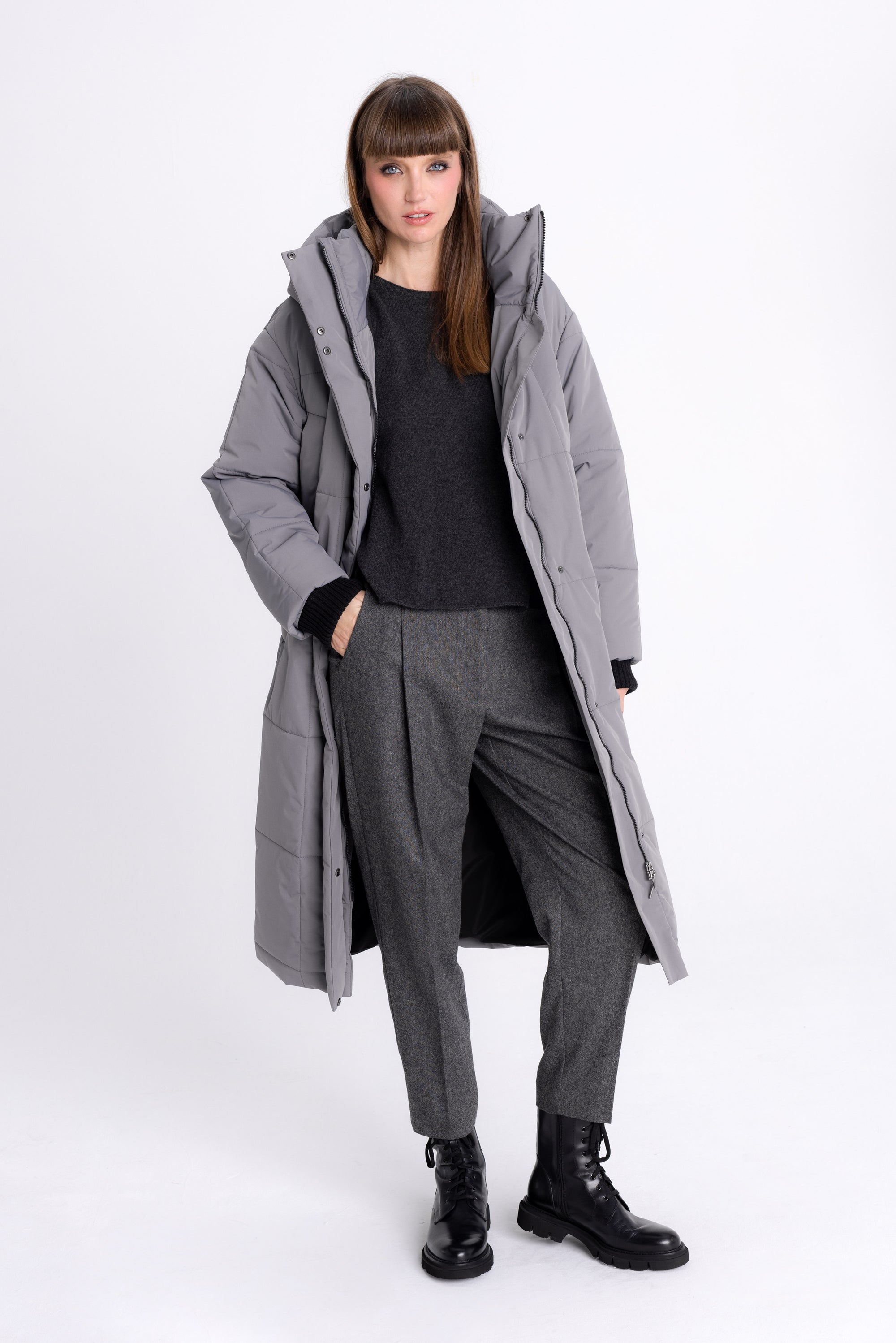 ANTHRACITE PADDED JACKET WITH HOOD