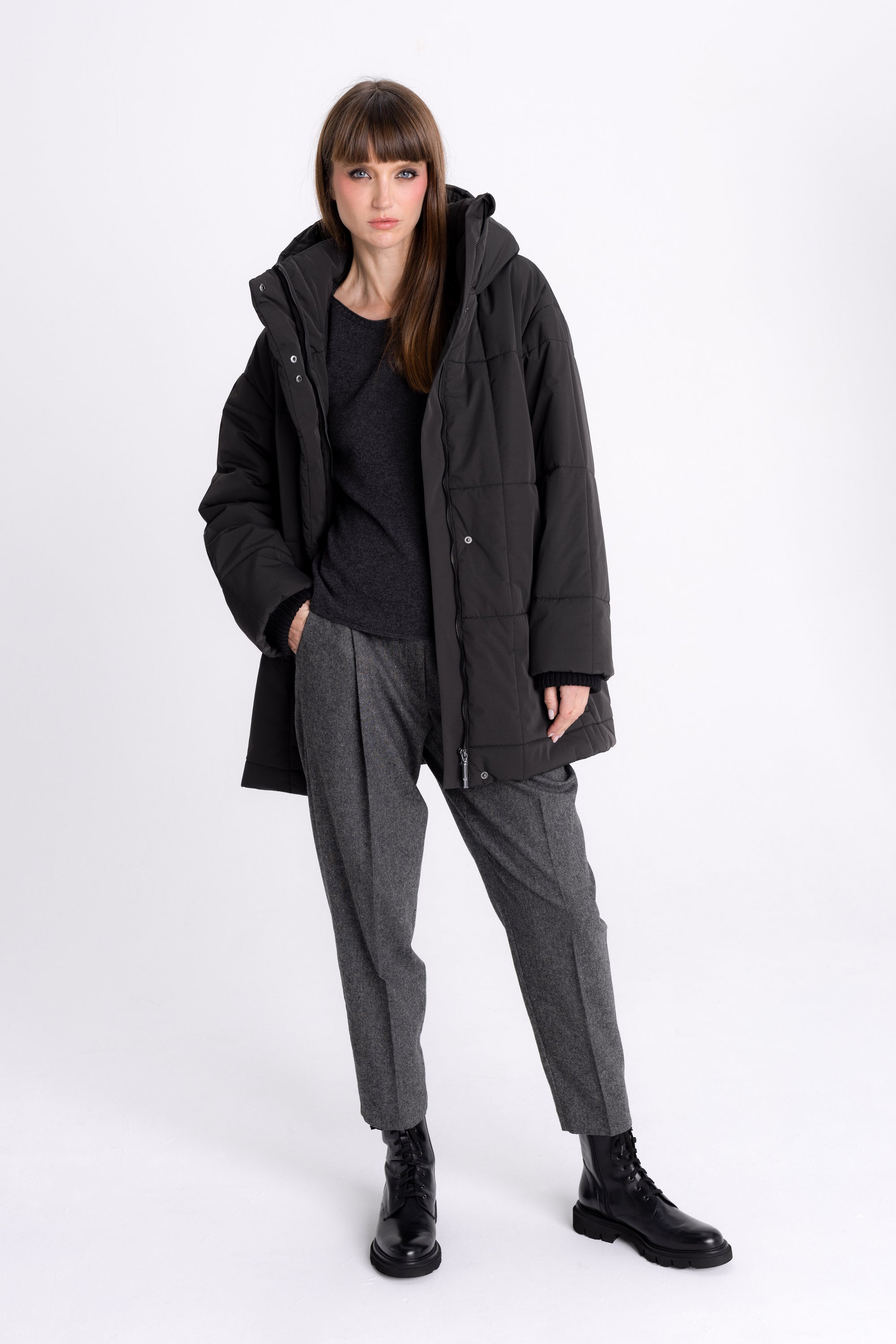 QUILTED GRAFFITI SHORT JACKET WITH HOOD