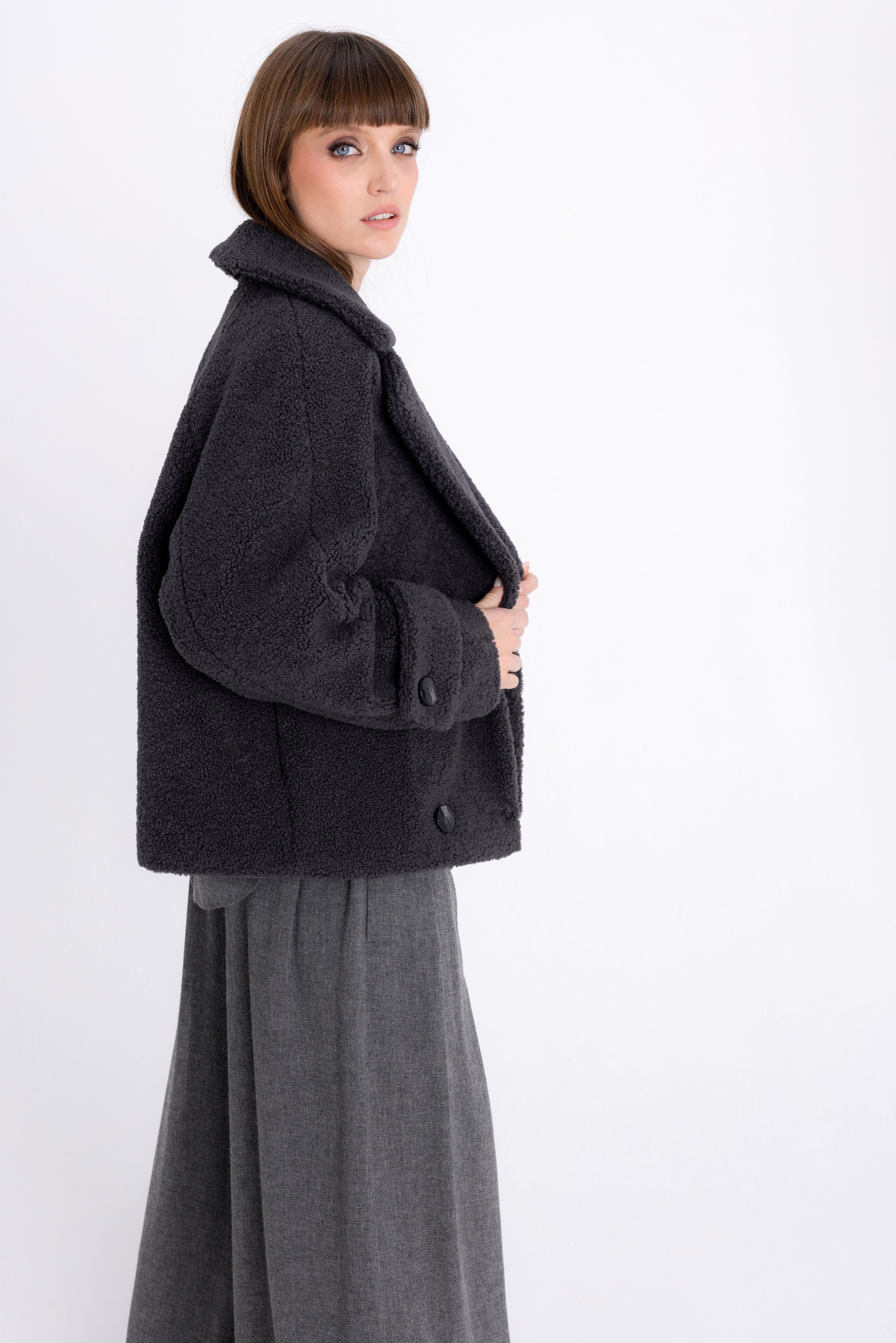 FAUX FUR ANTHRACITE COAT