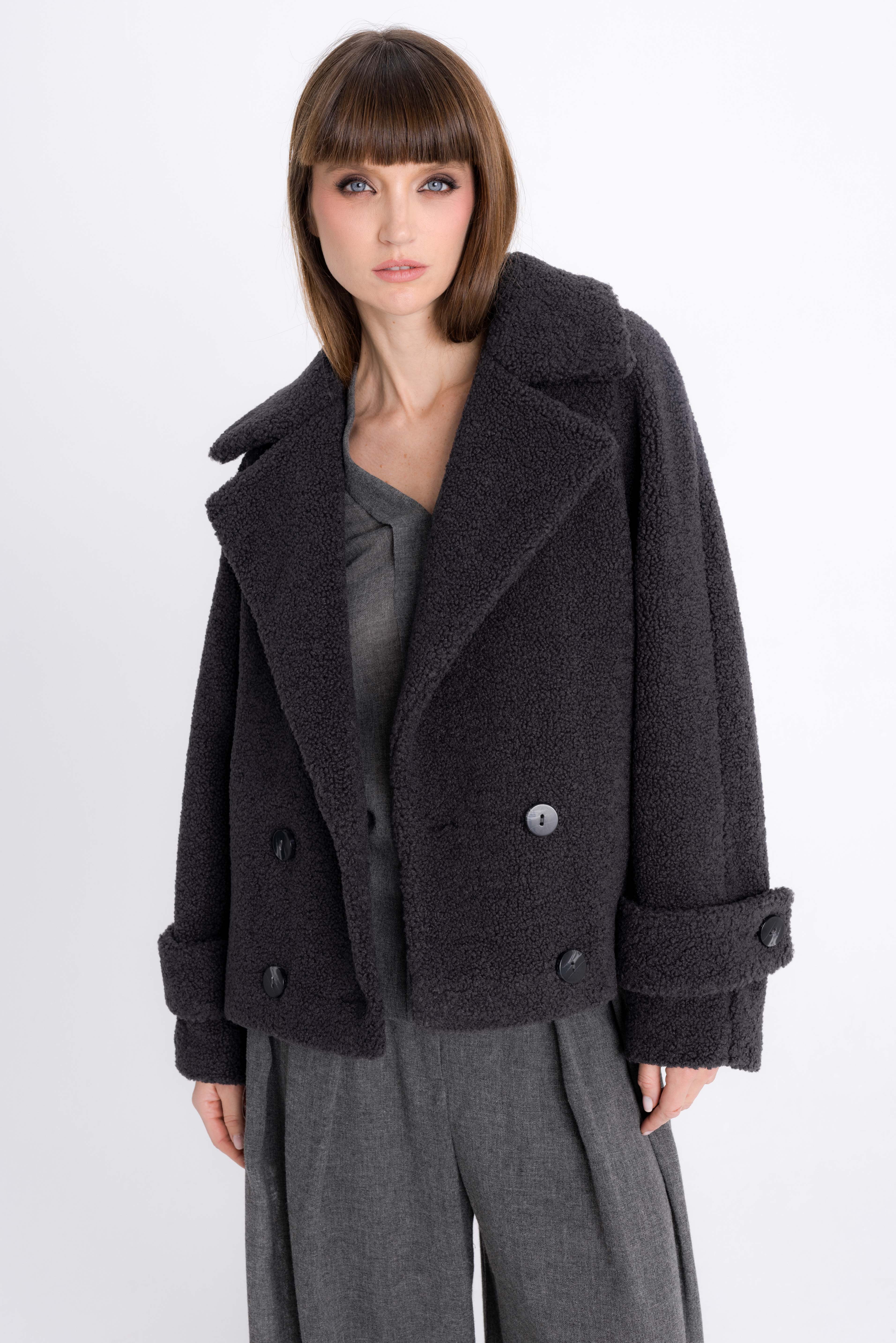 FAUX FUR ANTHRACITE COAT