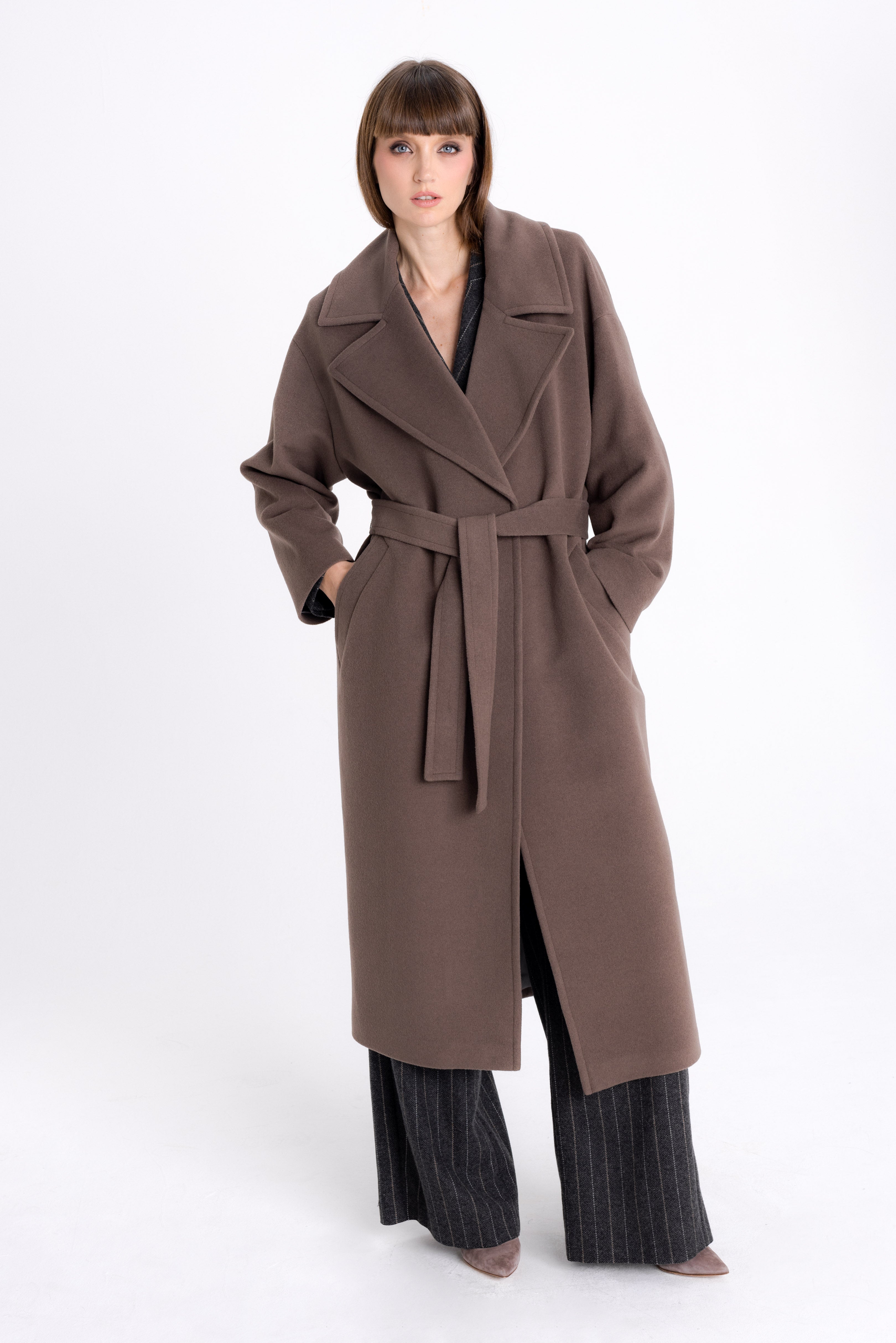 OVERSIZED COCOA COAT WITH CASHMERE