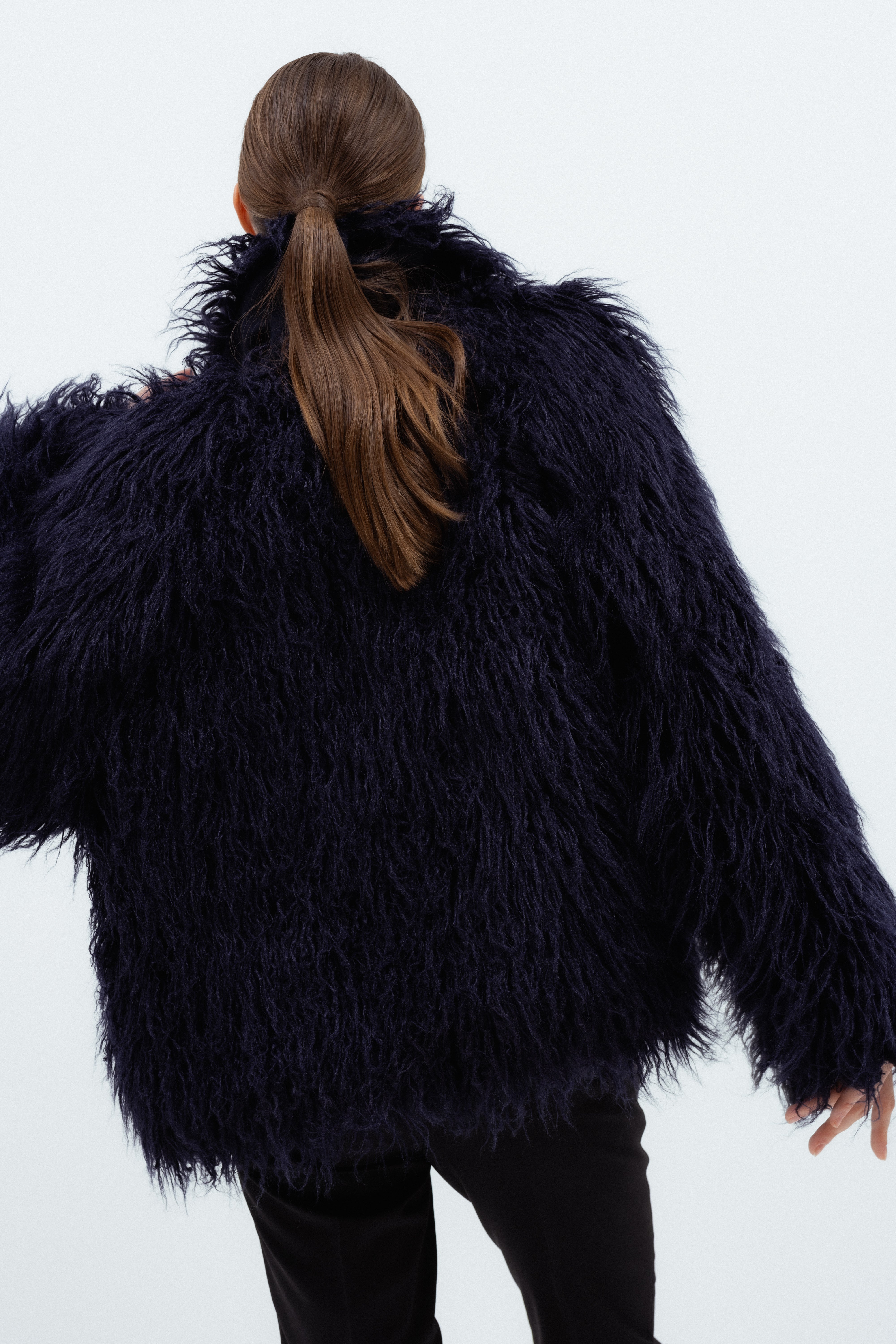 FAUX FUR NAVY COAT