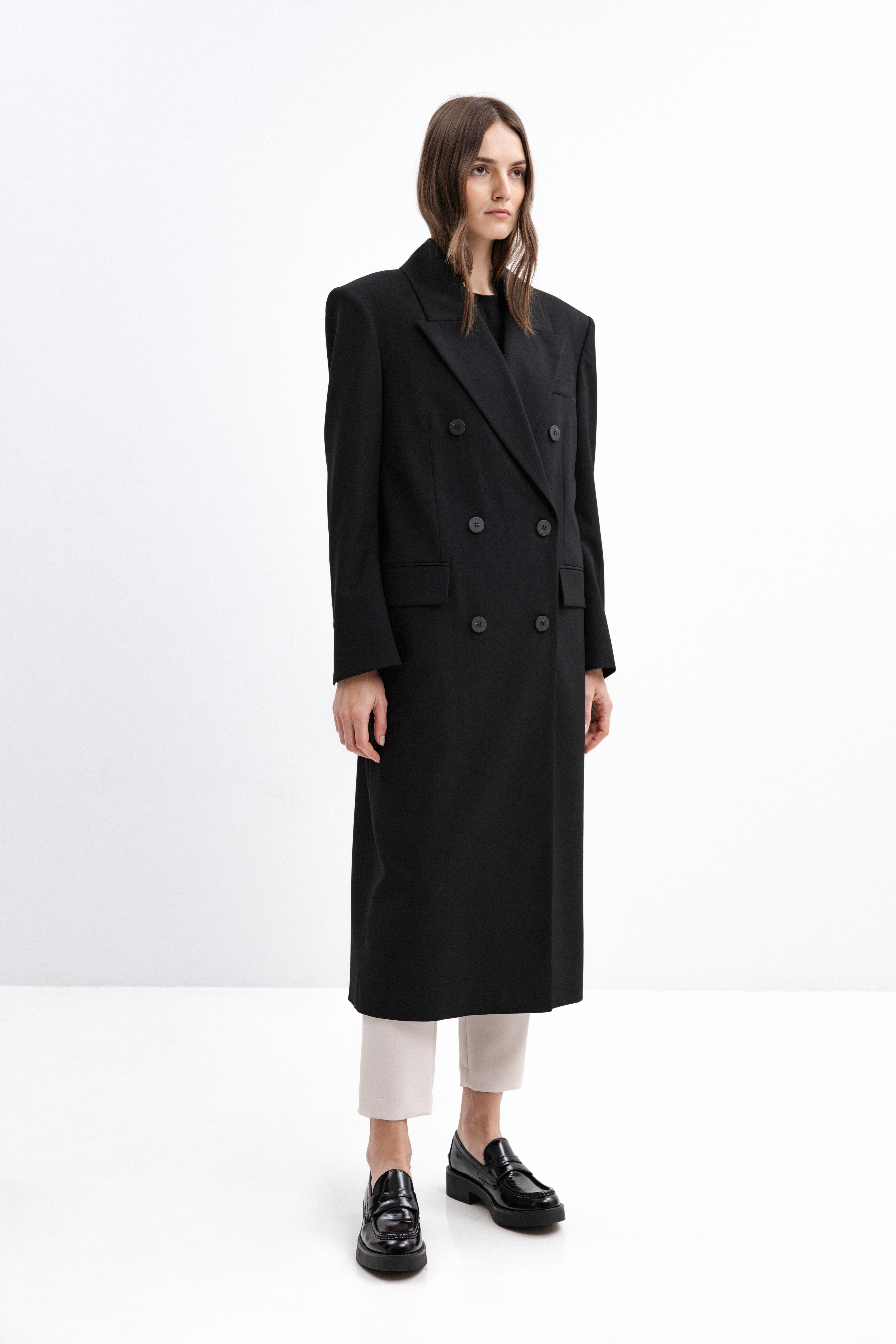 BLACK OVERSIZED COAT-STYLE JACKET