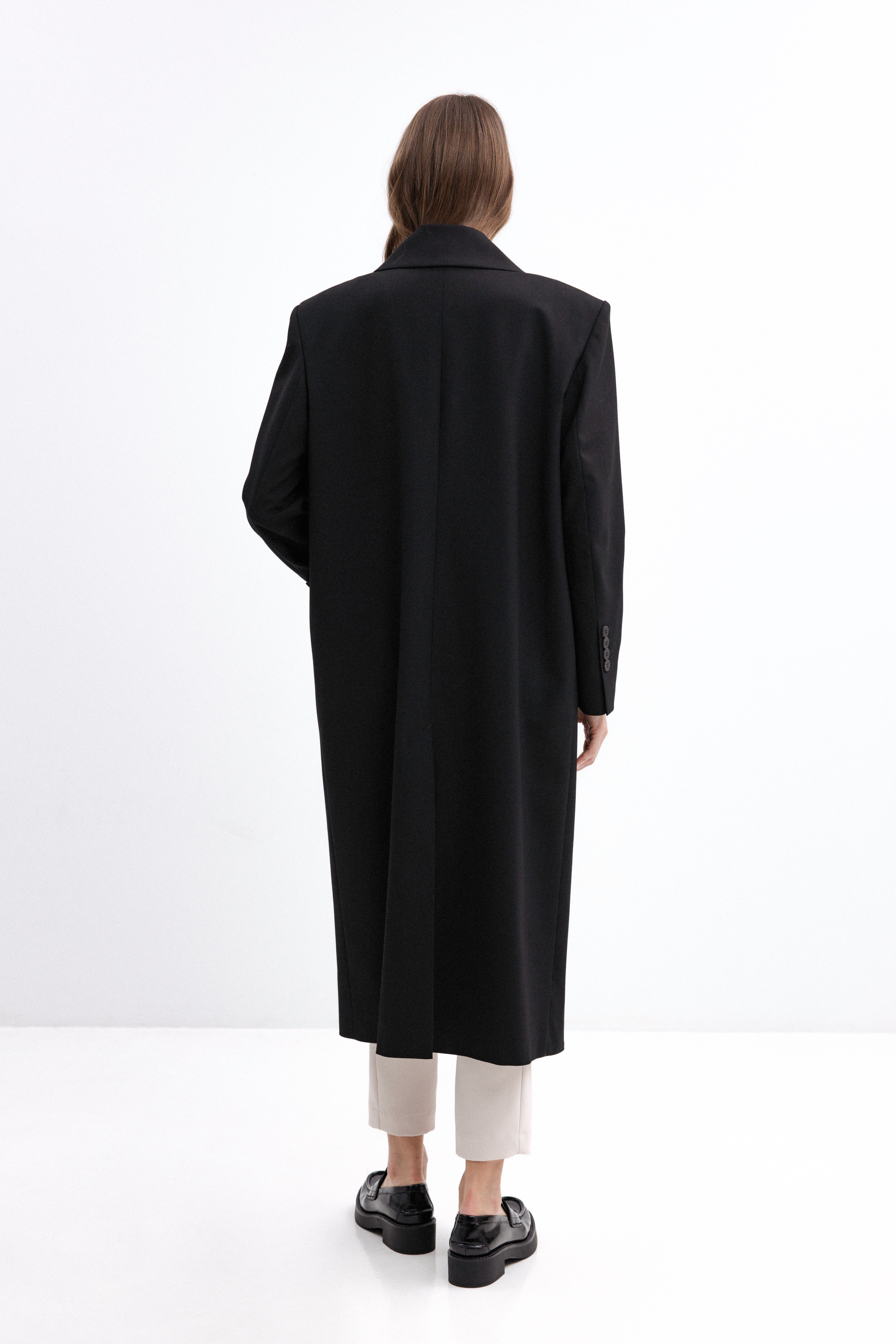 BLACK OVERSIZED COAT-STYLE JACKET