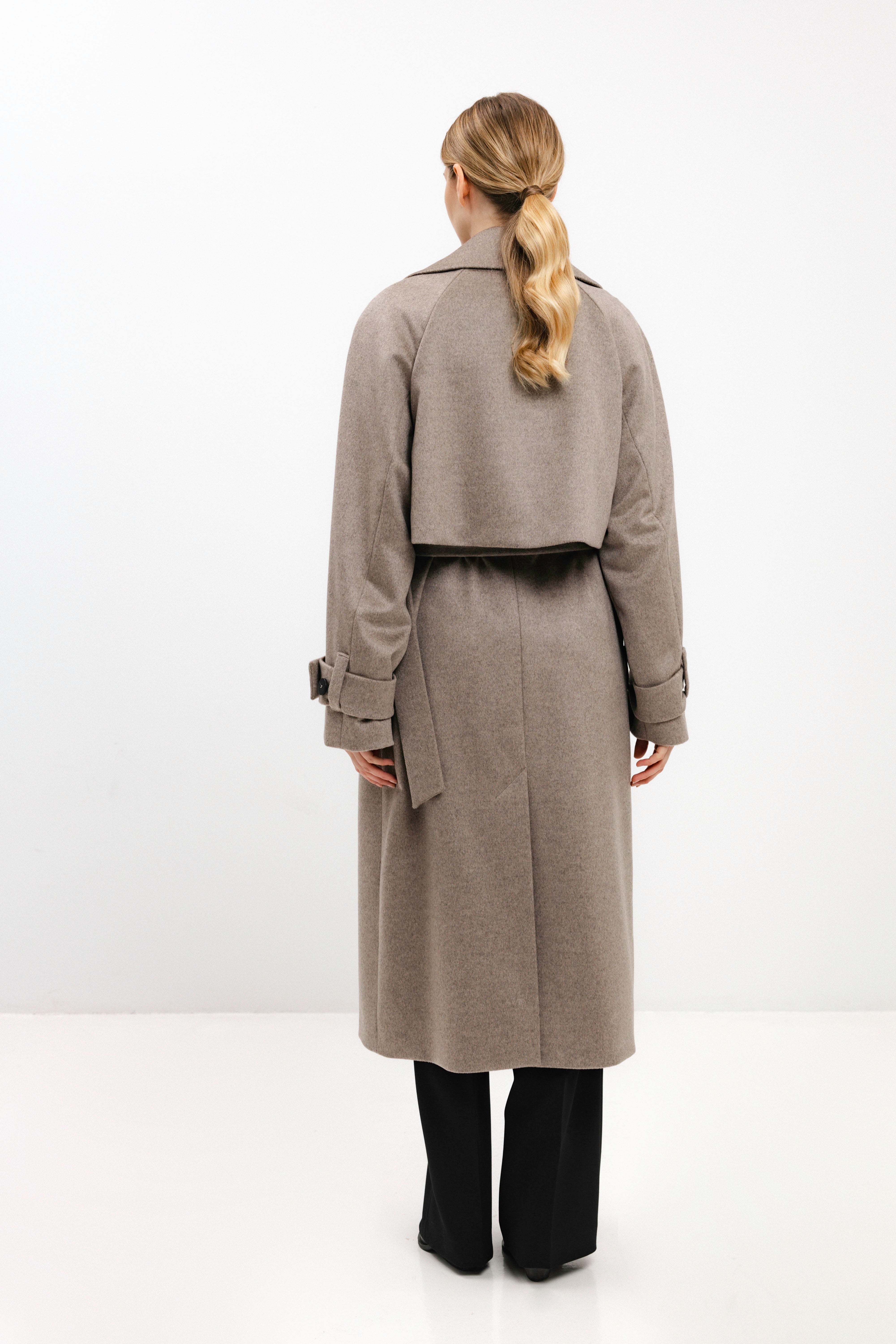 CAPPUCCINO WOOL COAT WITH BELT