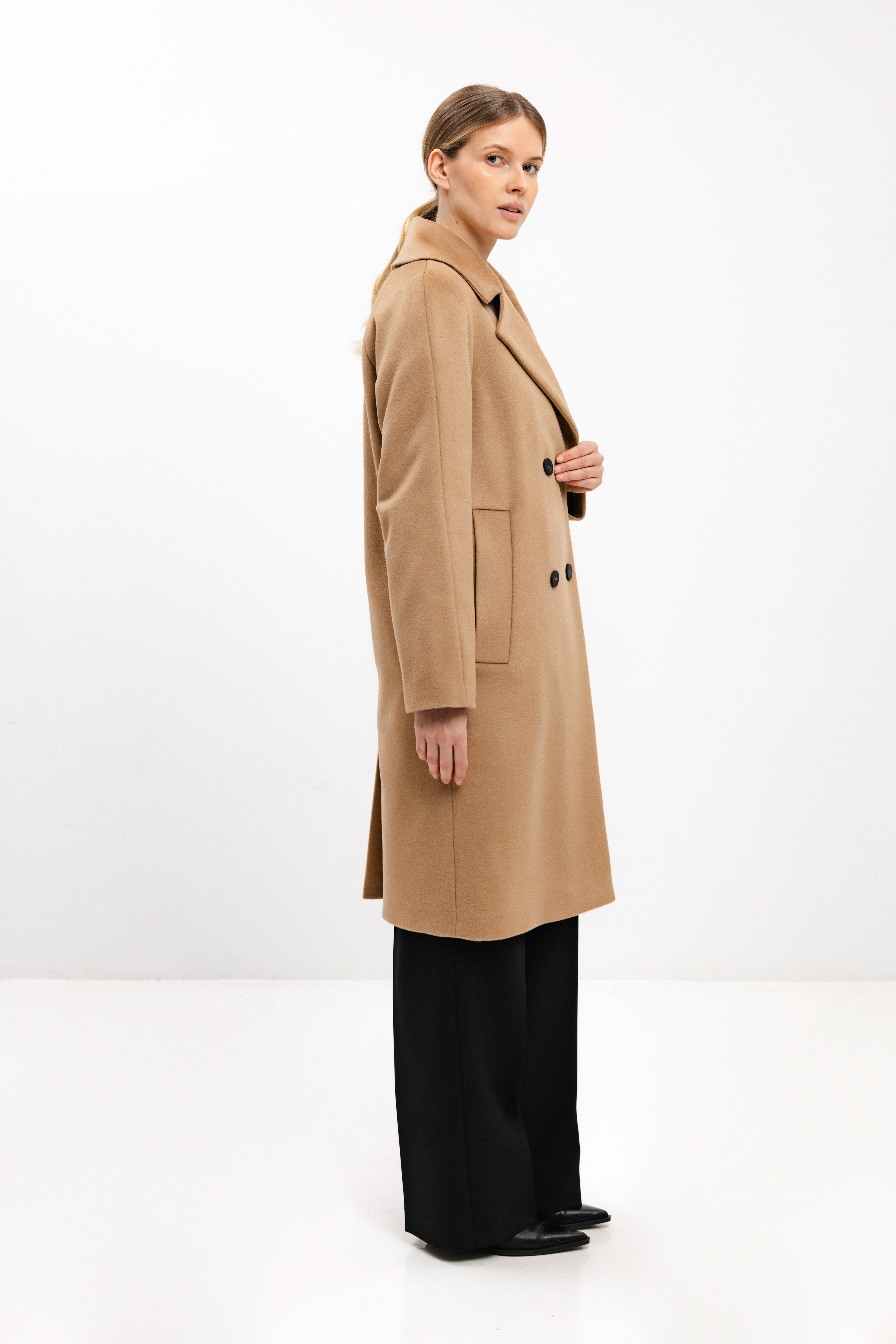 PADDED CAMEL COAT WITH VIRGIN WOOL