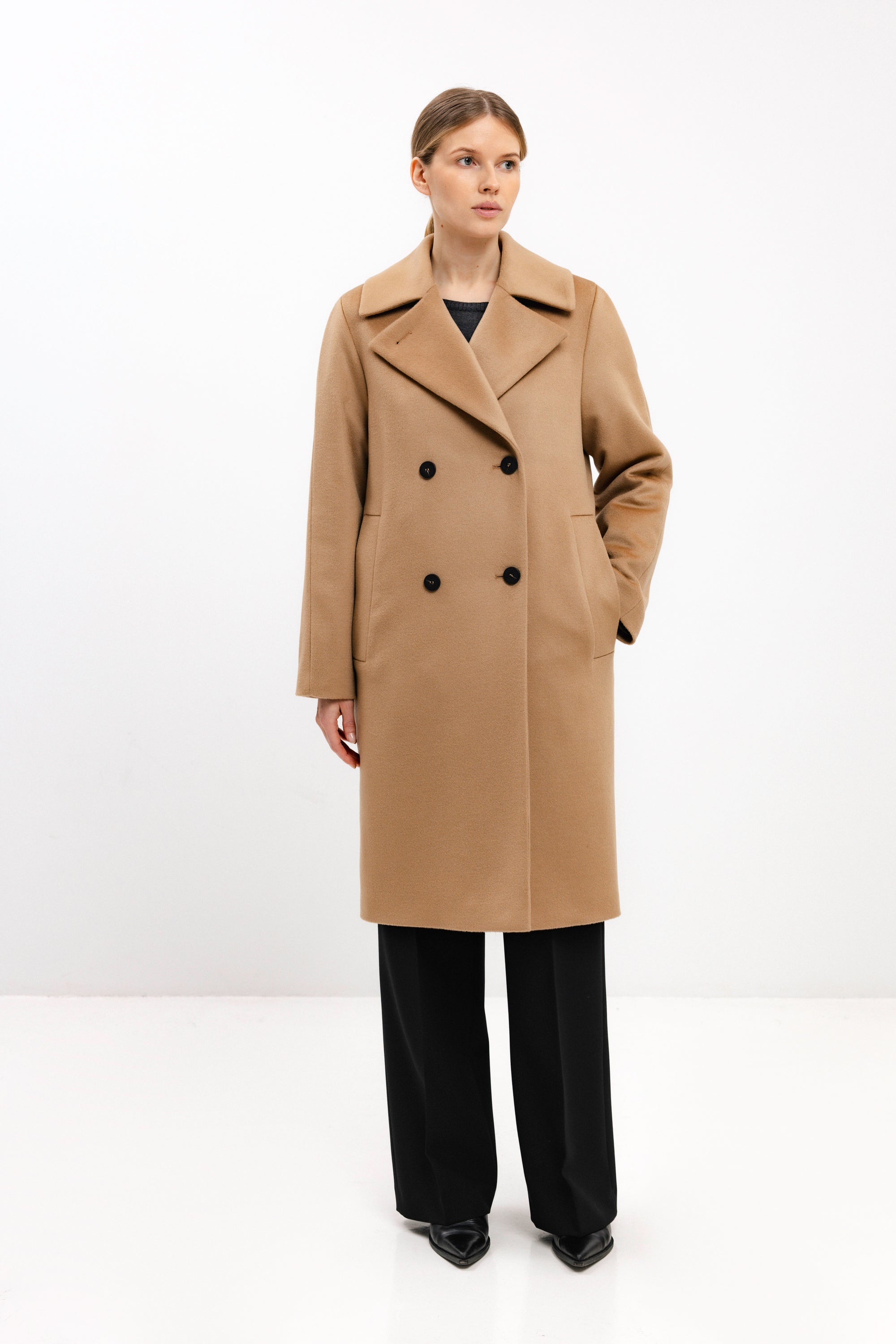 PADDED CAMEL COAT WITH VIRGIN WOOL