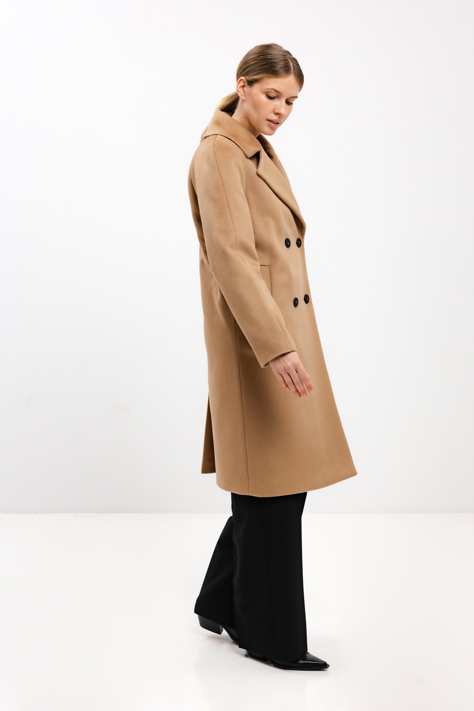 PADDED CAMEL COAT WITH VIRGIN WOOL