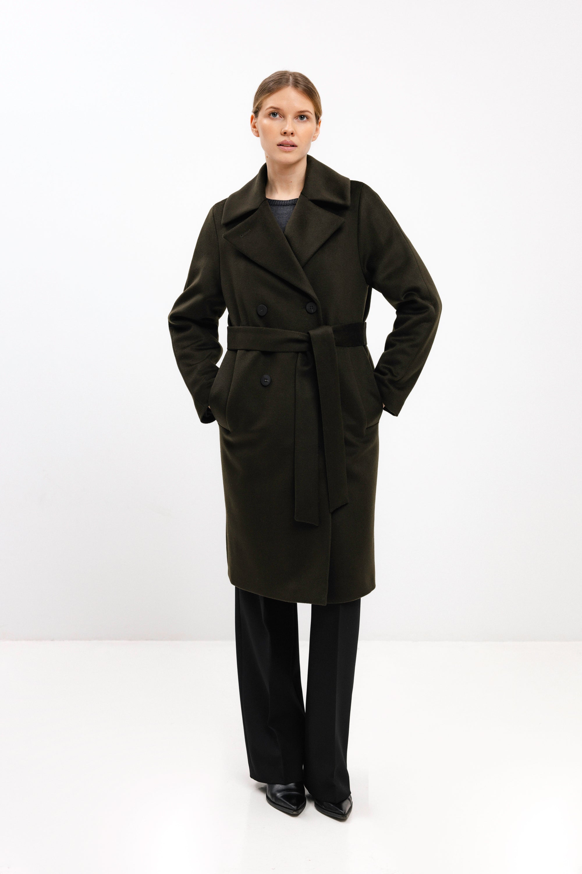 PADDED OLIVE COAT WITH VIRGIN WOOL