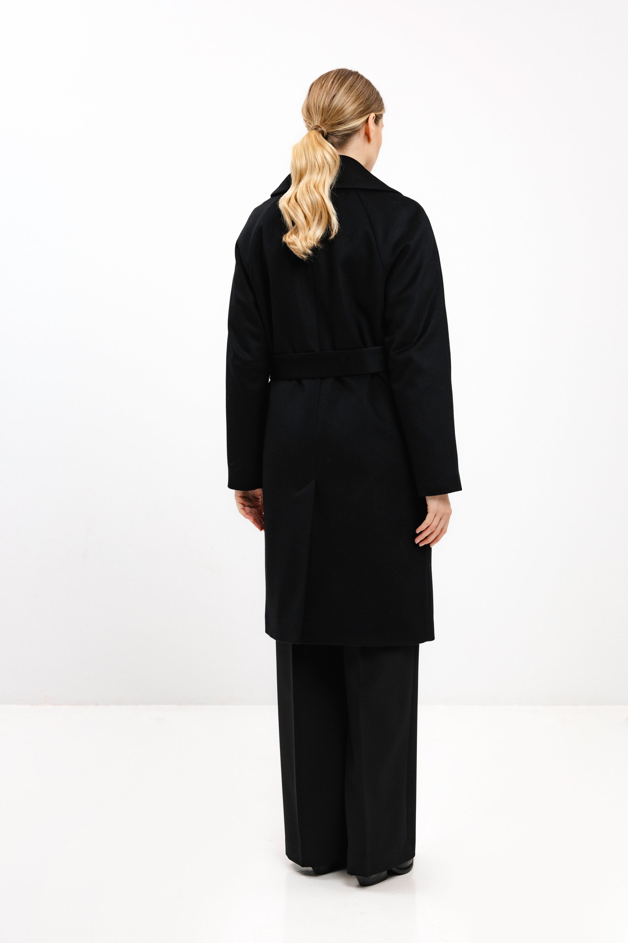 PADDED BLACK COAT WITH VIRGIN WOOL