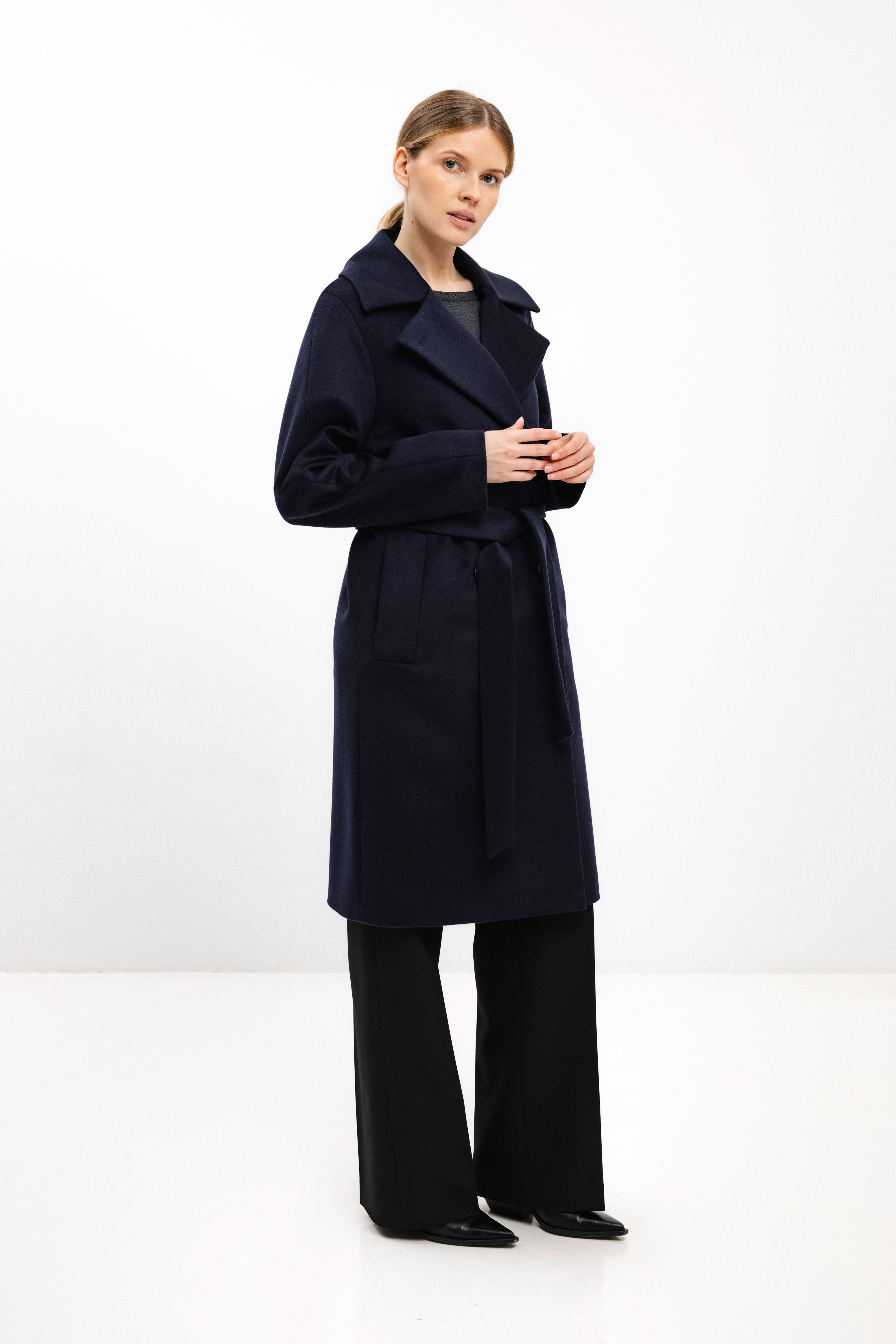 PADDED NAVY COAT WITH VIRGIN WOOL