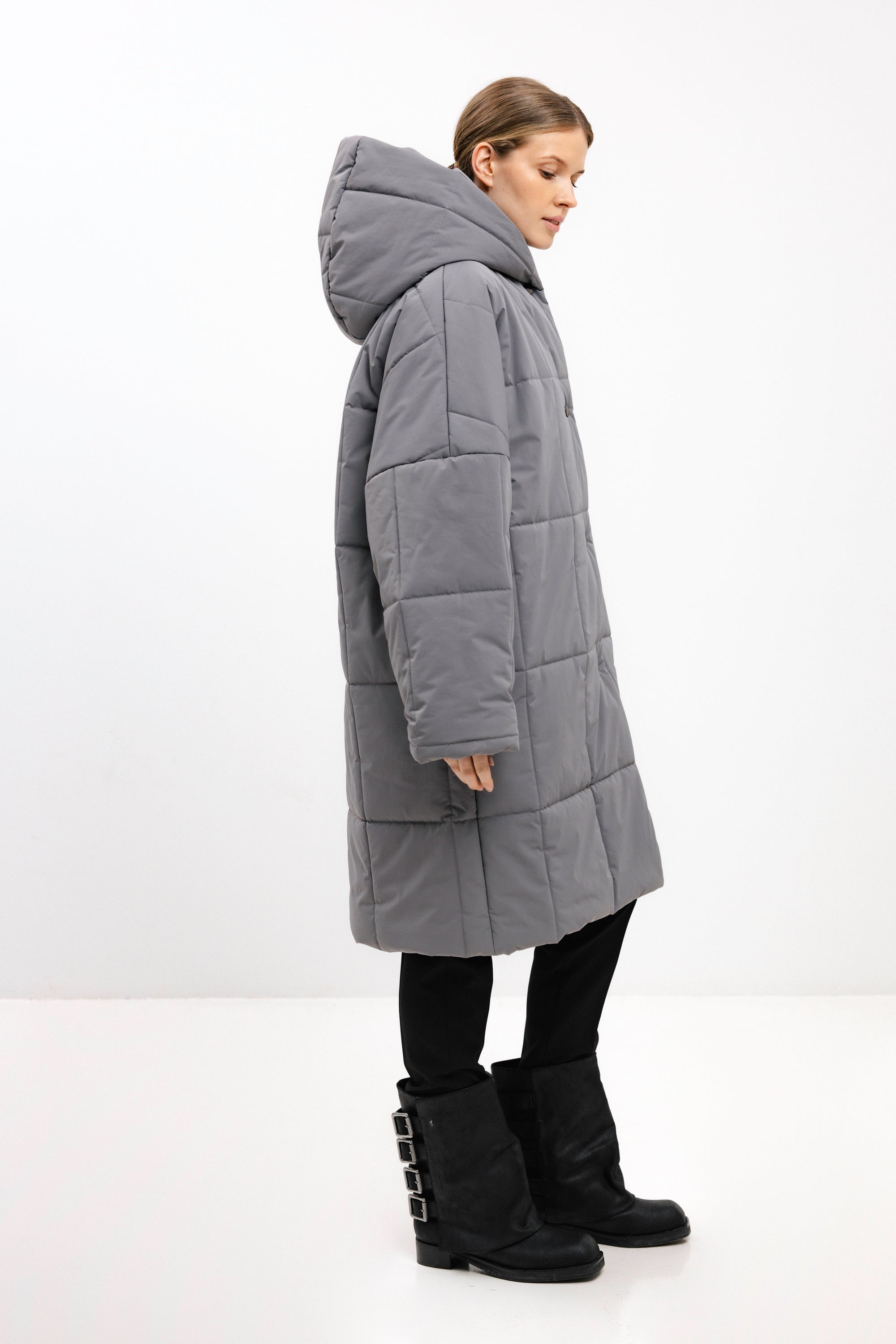 OVERSIZED QUILTED ANTHRACITE JACKET