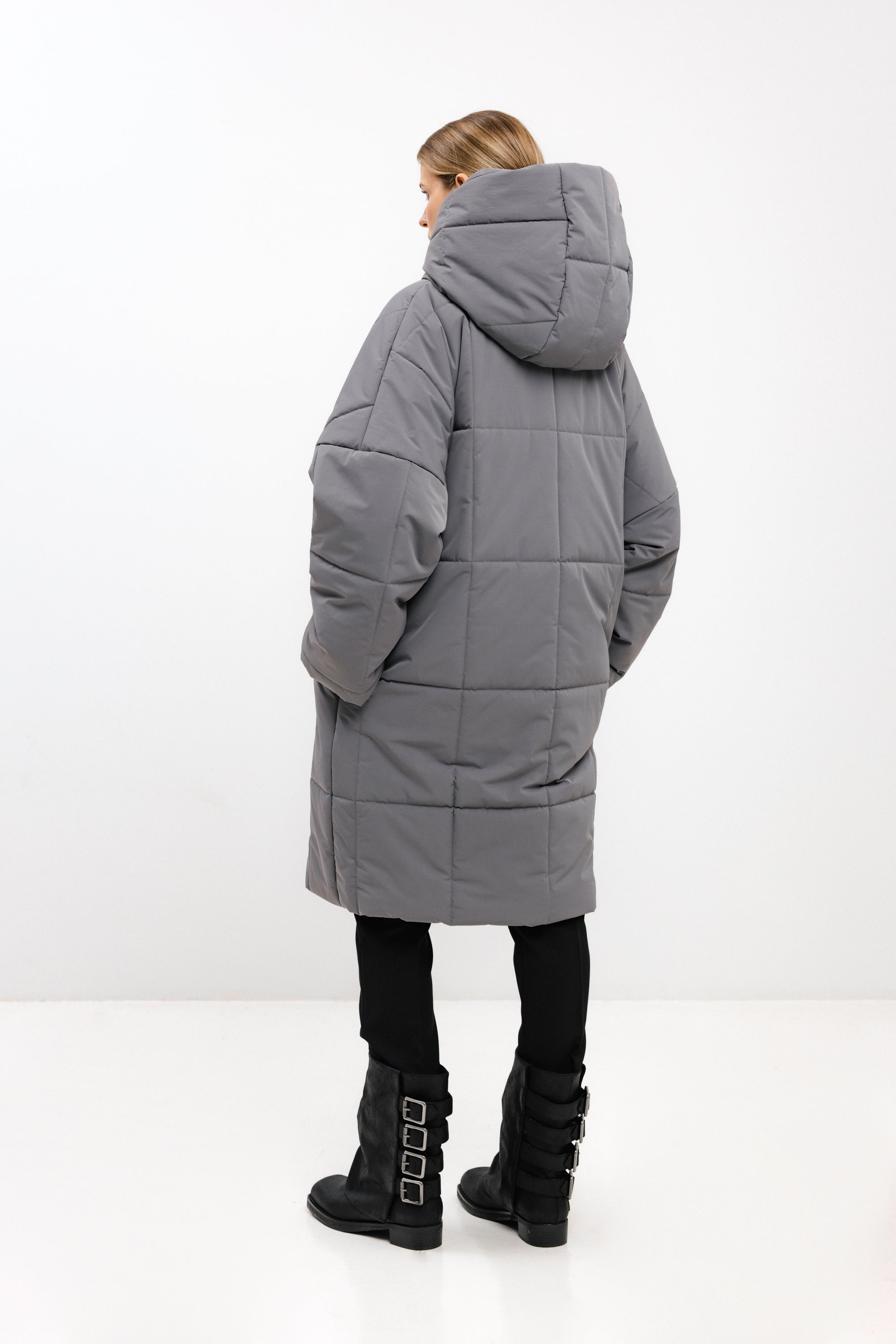 OVERSIZED QUILTED ANTHRACITE JACKET