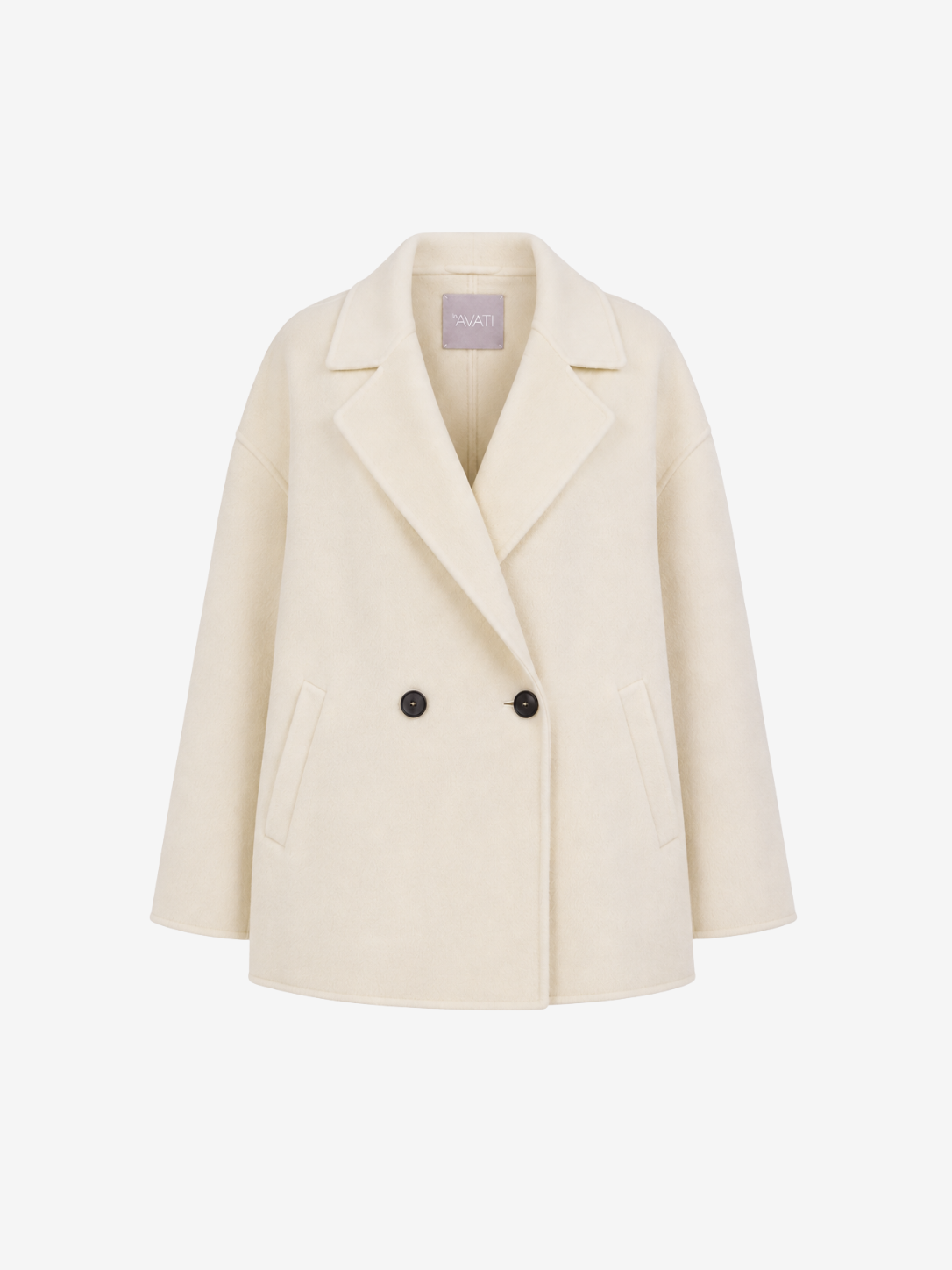 WHITE SHORT DOUBLE-FACED WOOL COAT