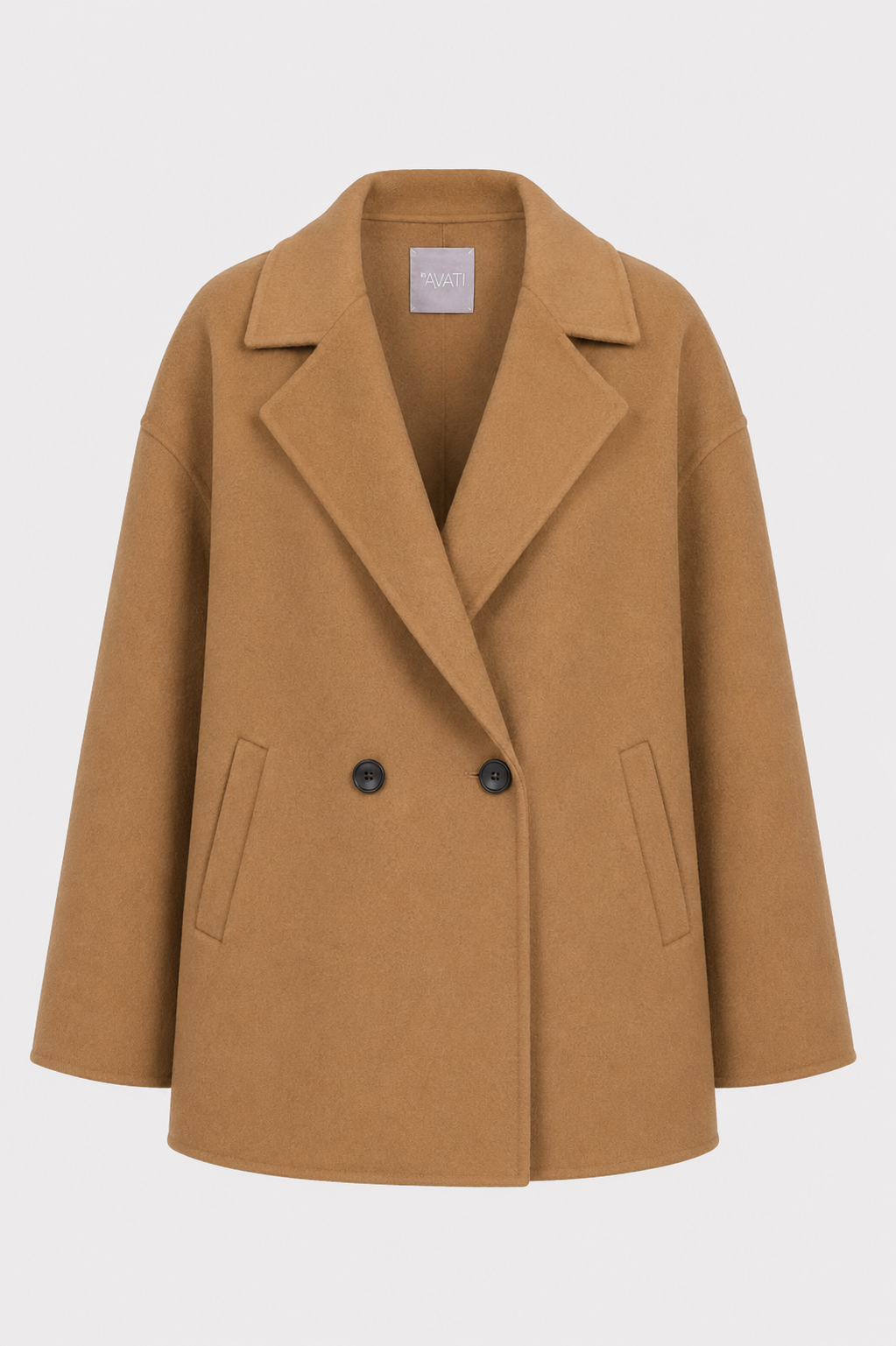CAMEL SHORT DOUBLE-FACED WOOL COAT