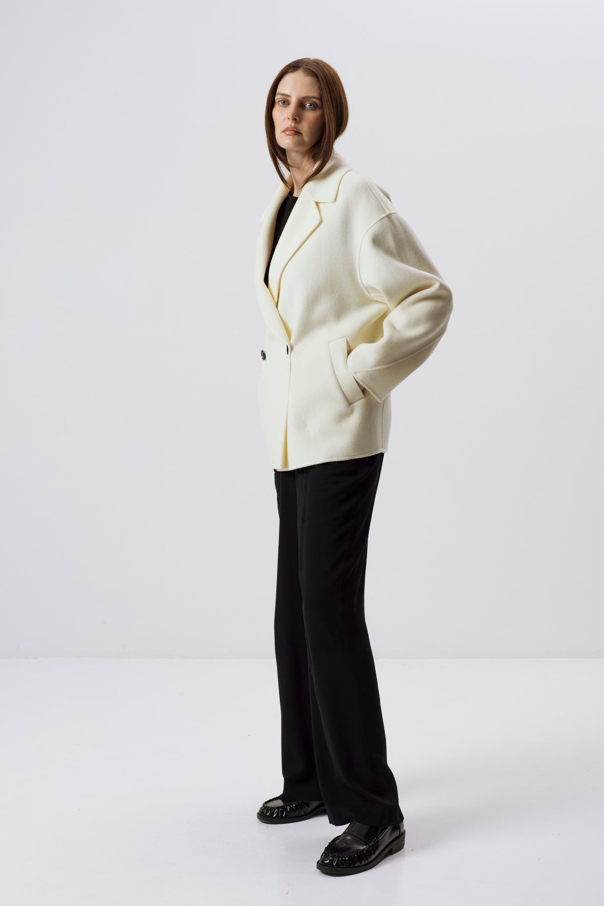 UNISEX GRAUER DOPPELSCHICHT-WOLLMANTEL