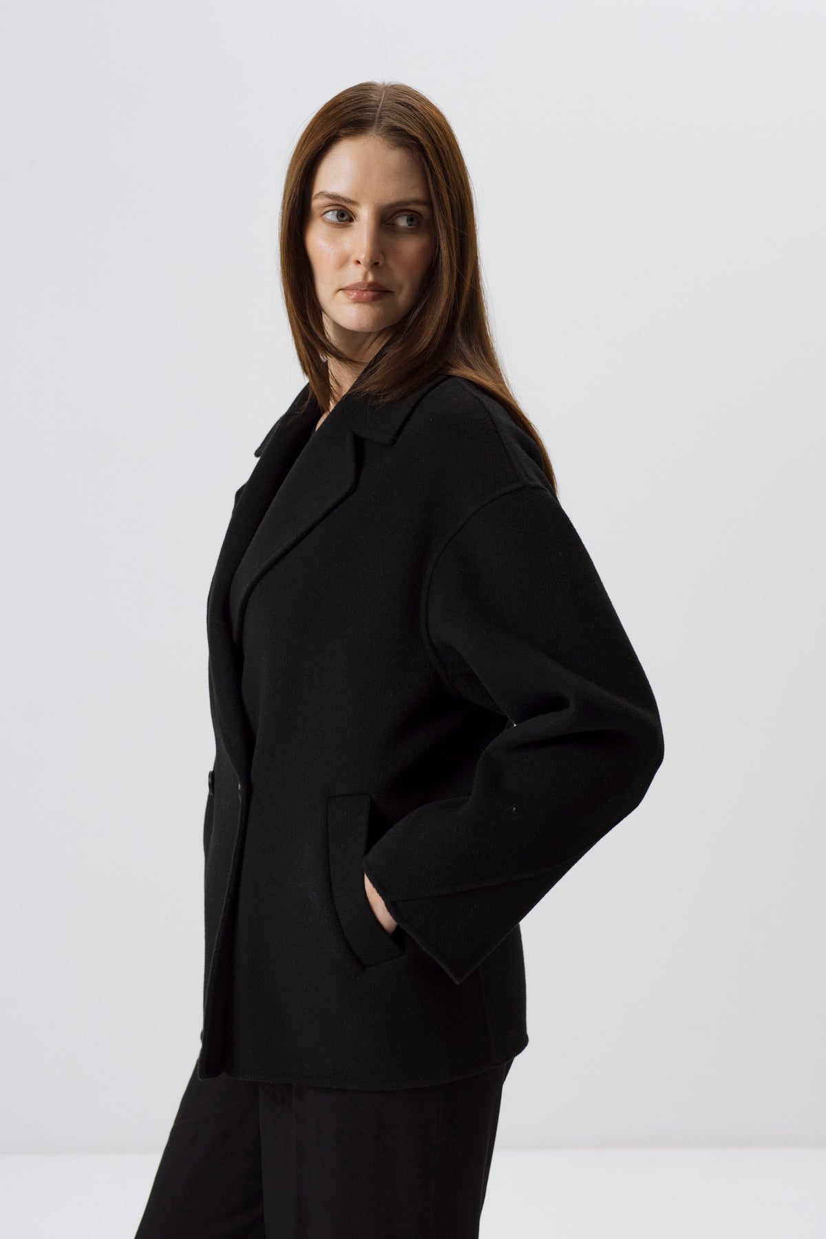 UNISEX GRAUER DOPPELSCHICHT-WOLLMANTEL
