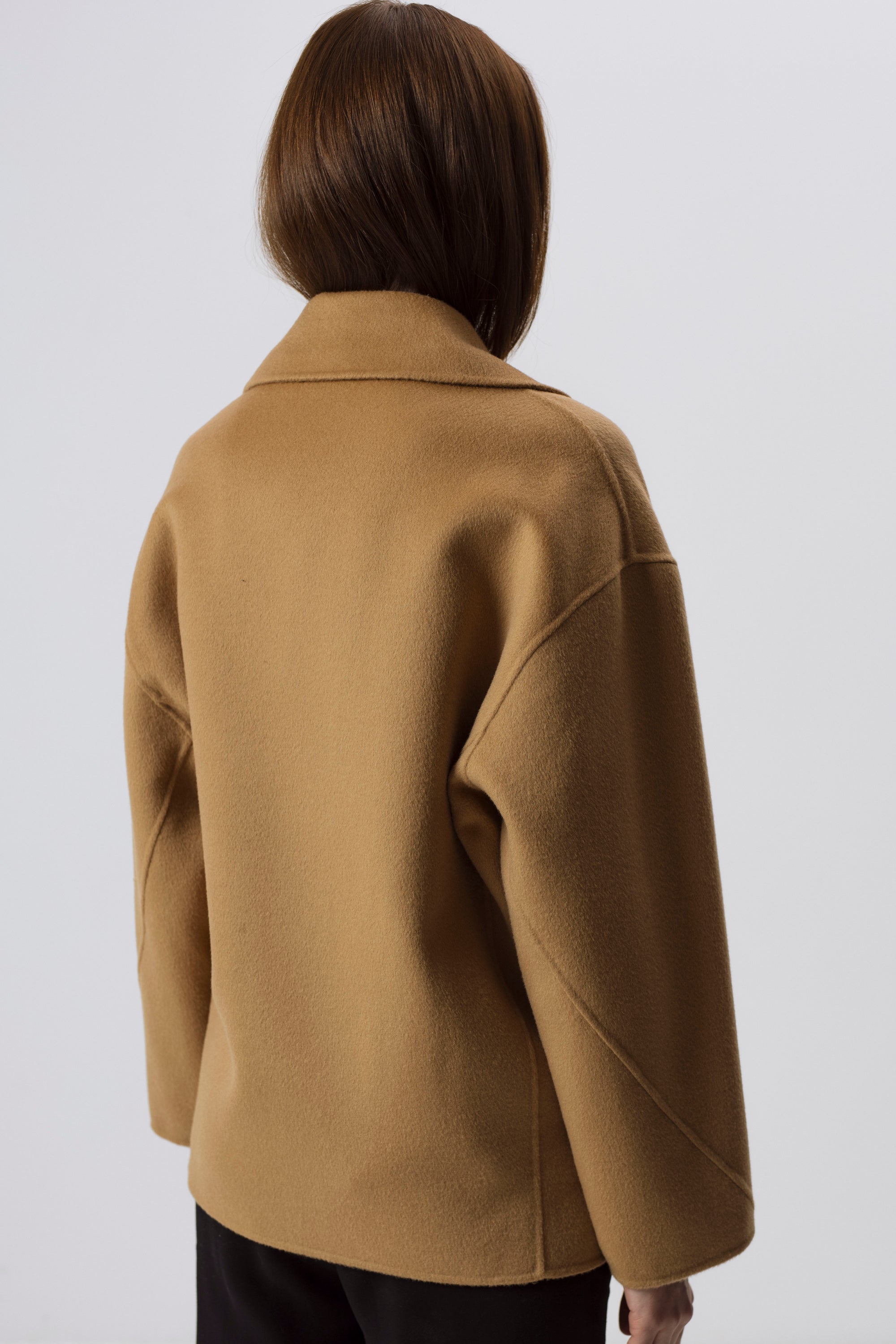 CAMEL SHORT DOUBLE-FACED WOOL COAT
