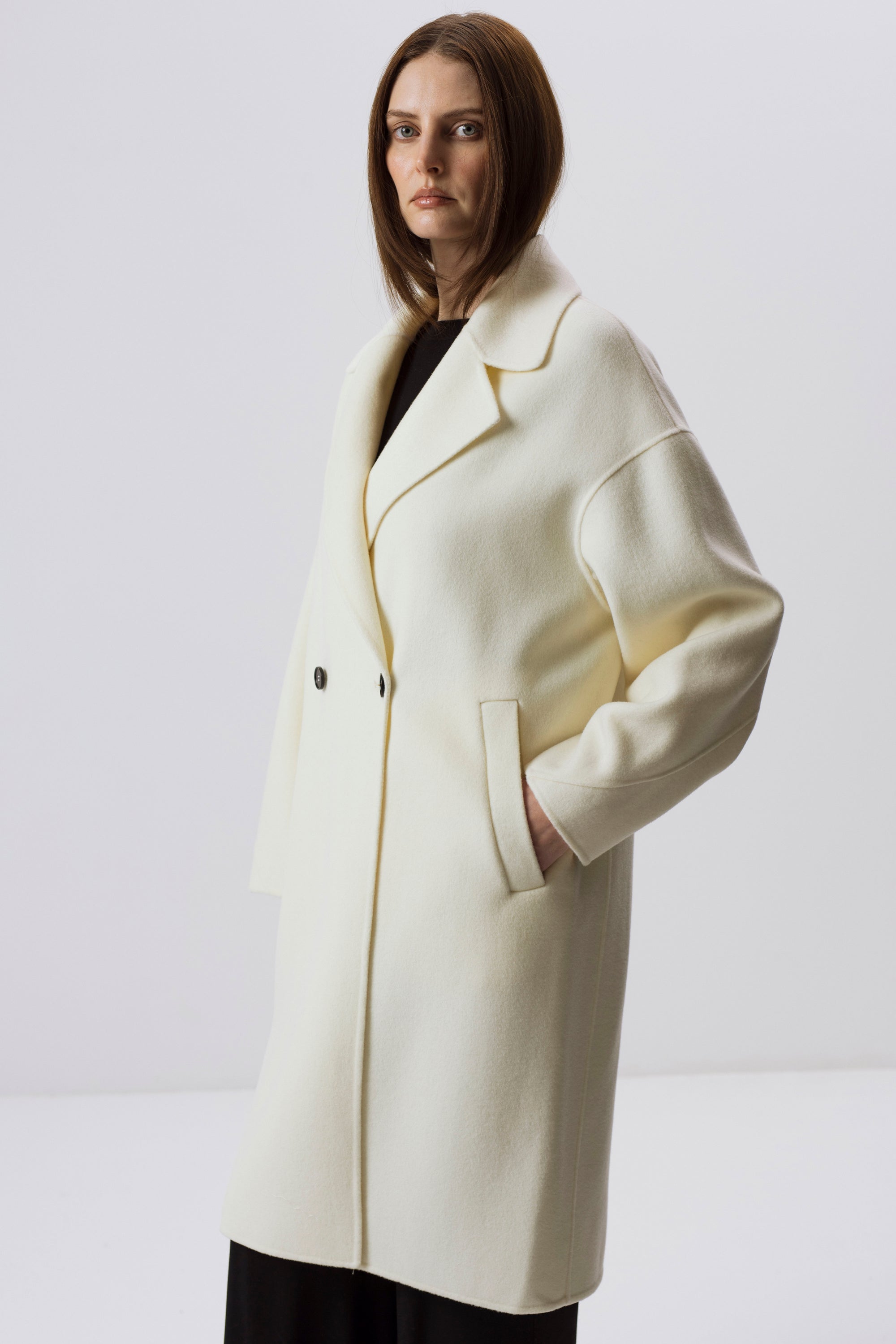 UNISEX GRAUER DOPPELSCHICHT-WOLLMANTEL