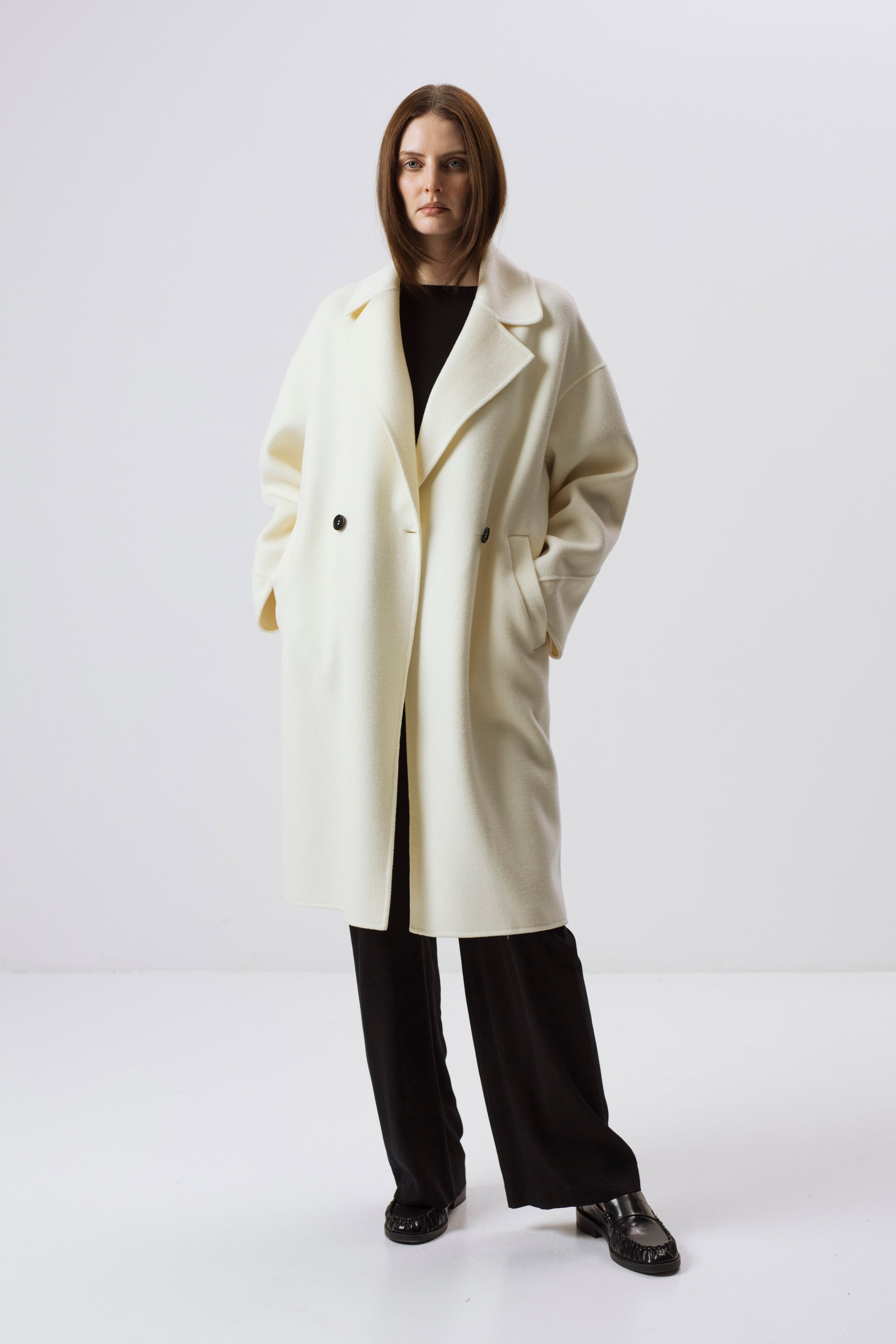 UNISEX GRAUER DOPPELSCHICHT-WOLLMANTEL