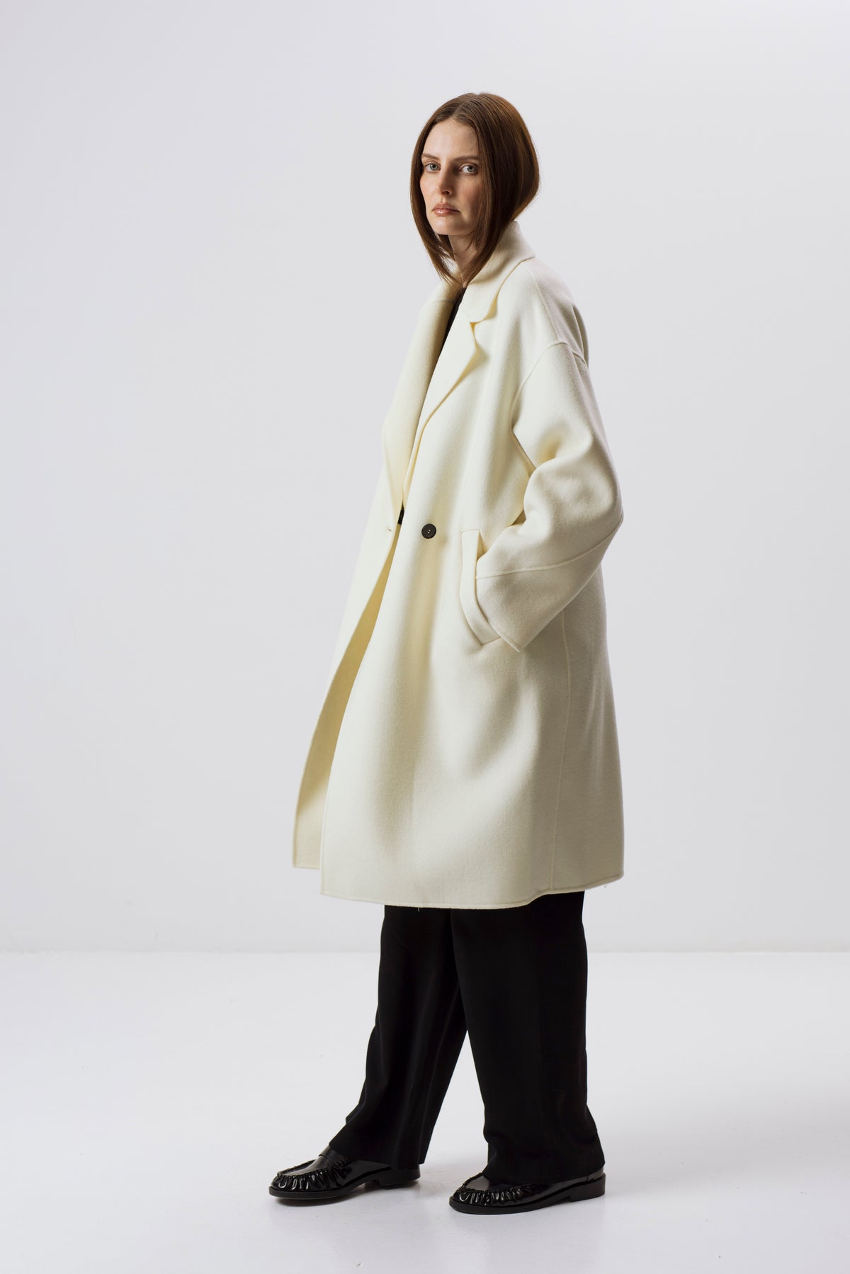 UNISEX GRAUER DOPPELSCHICHT-WOLLMANTEL