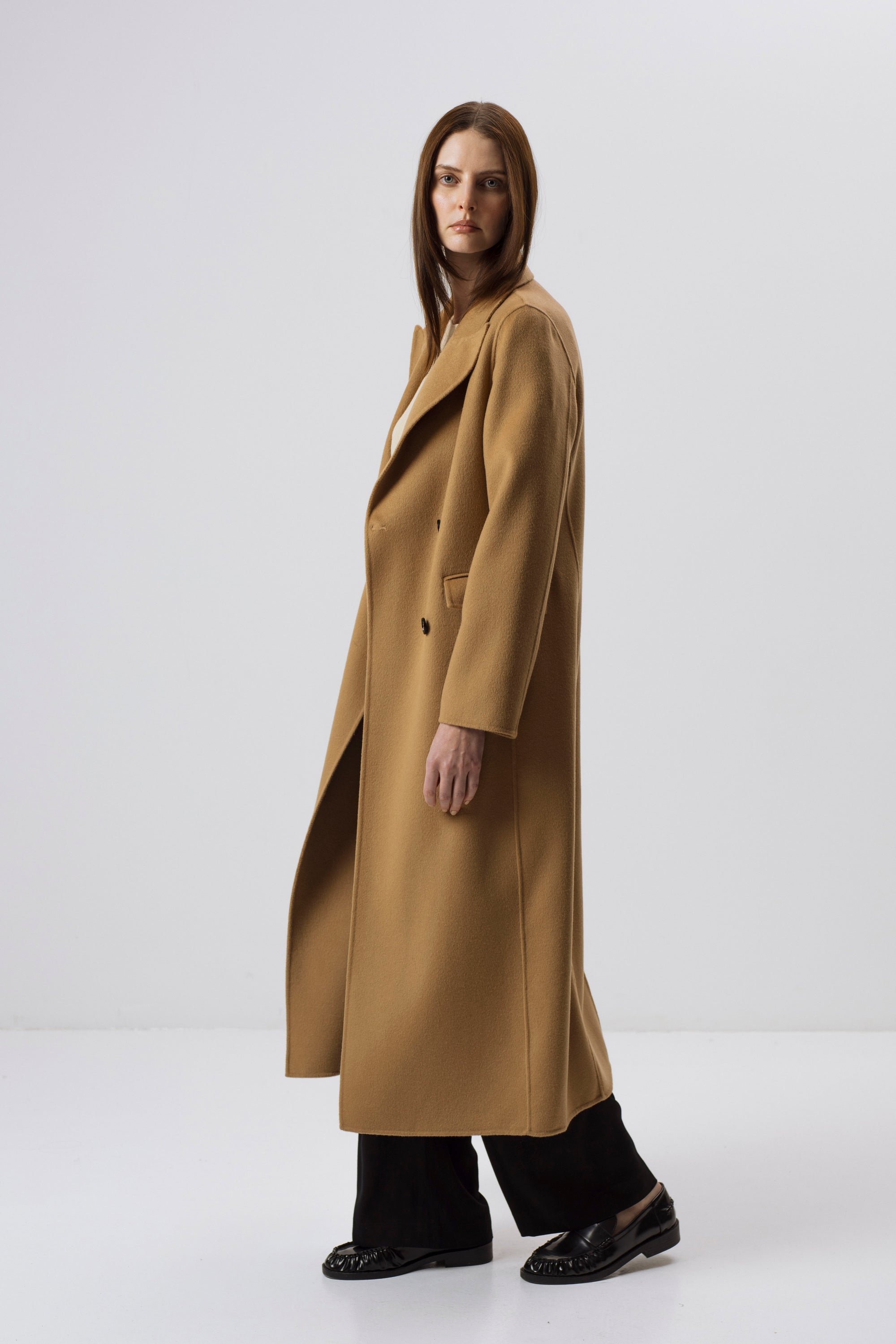 UNISEX GRAUER DOPPELSCHICHT-WOLLMANTEL