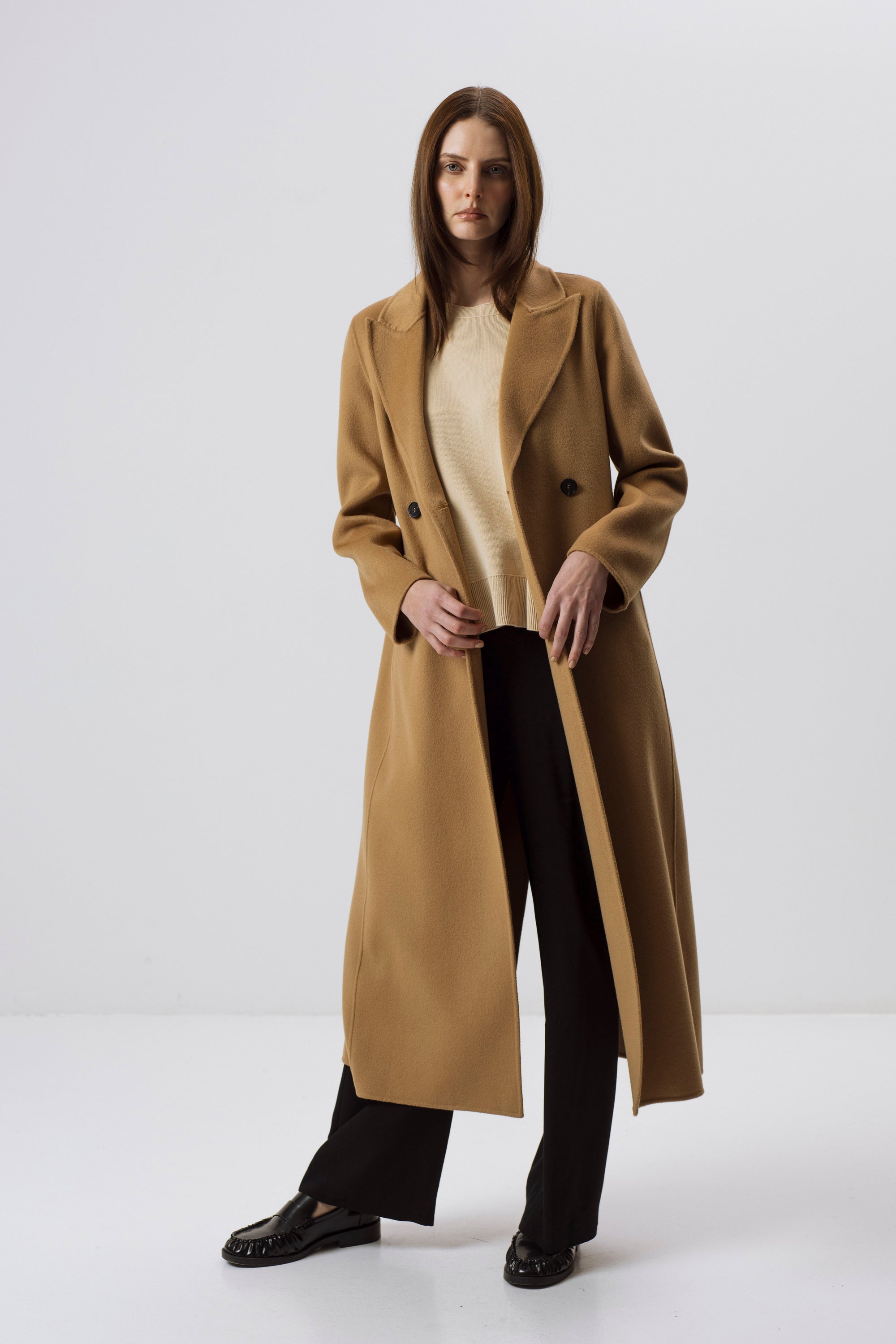 UNISEX GRAUER DOPPELSCHICHT-WOLLMANTEL