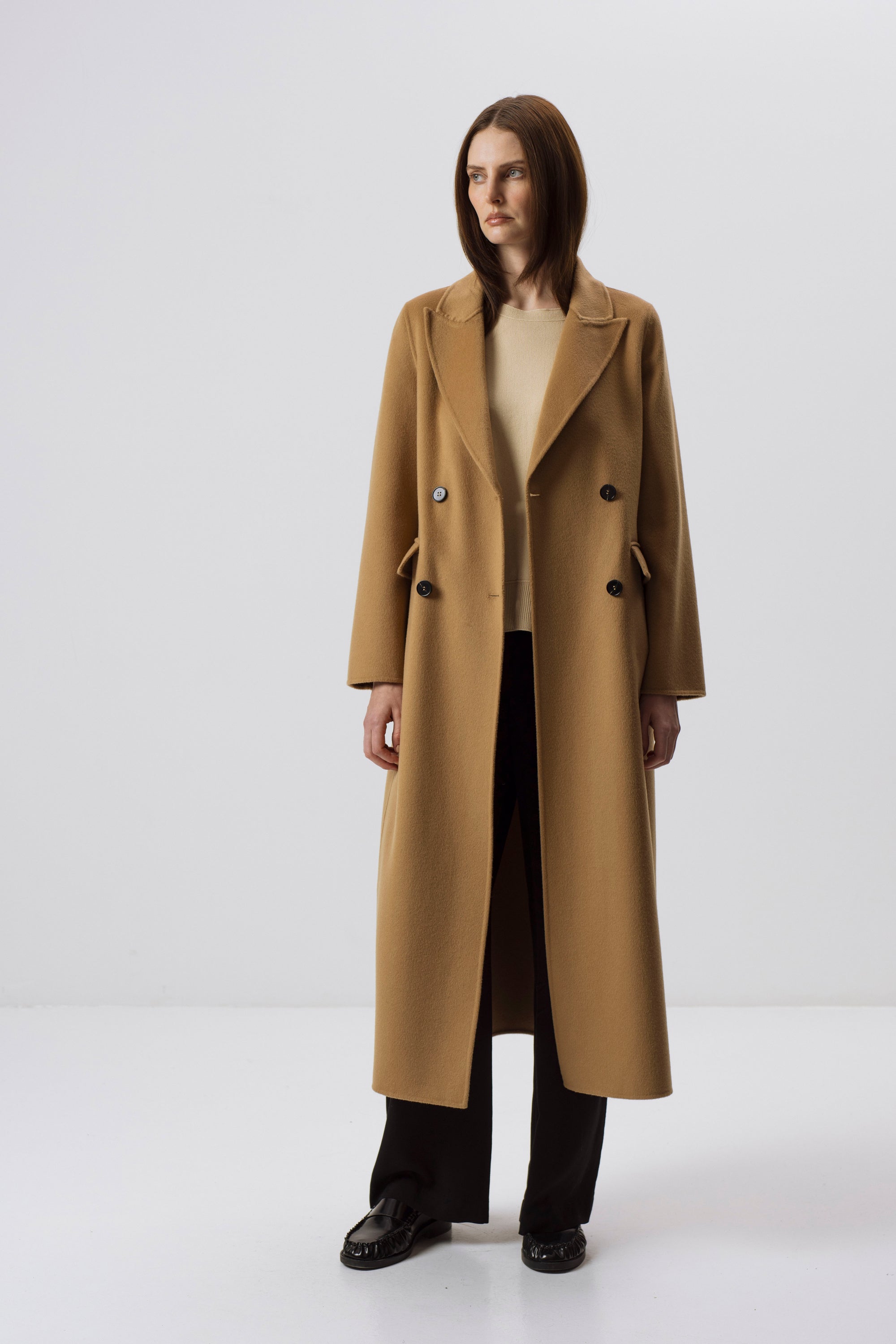 UNISEX GRAUER DOPPELSCHICHT-WOLLMANTEL