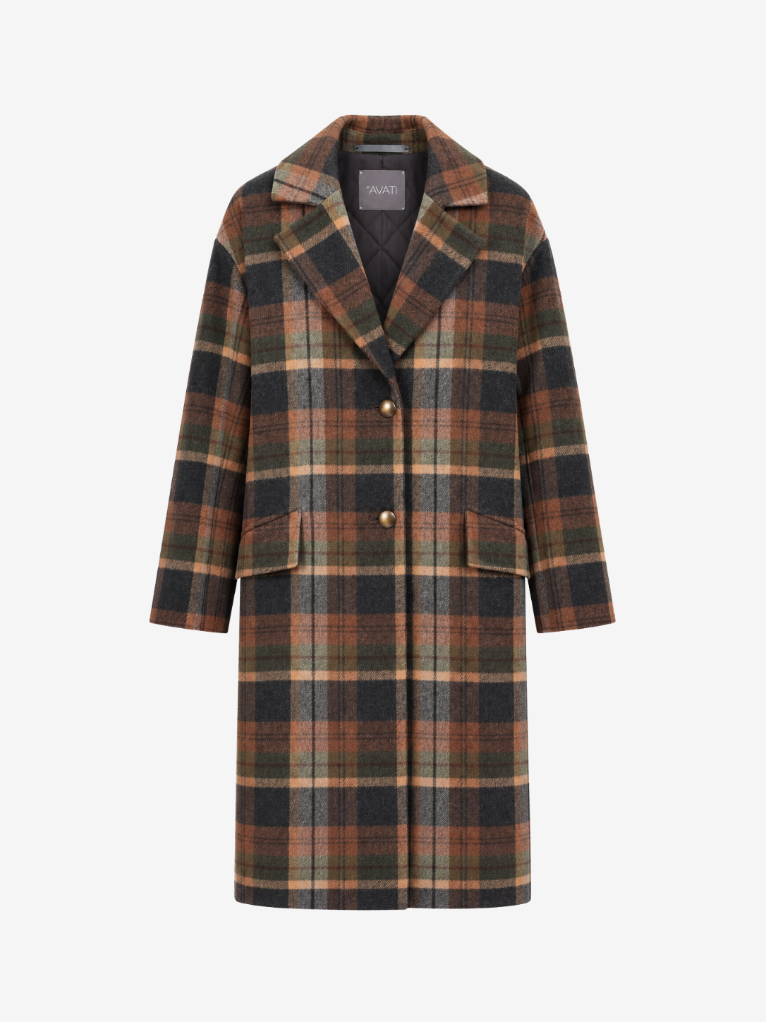 CHECKED WOOL BLEND COAT WITH CAMEL WOOL PADDING