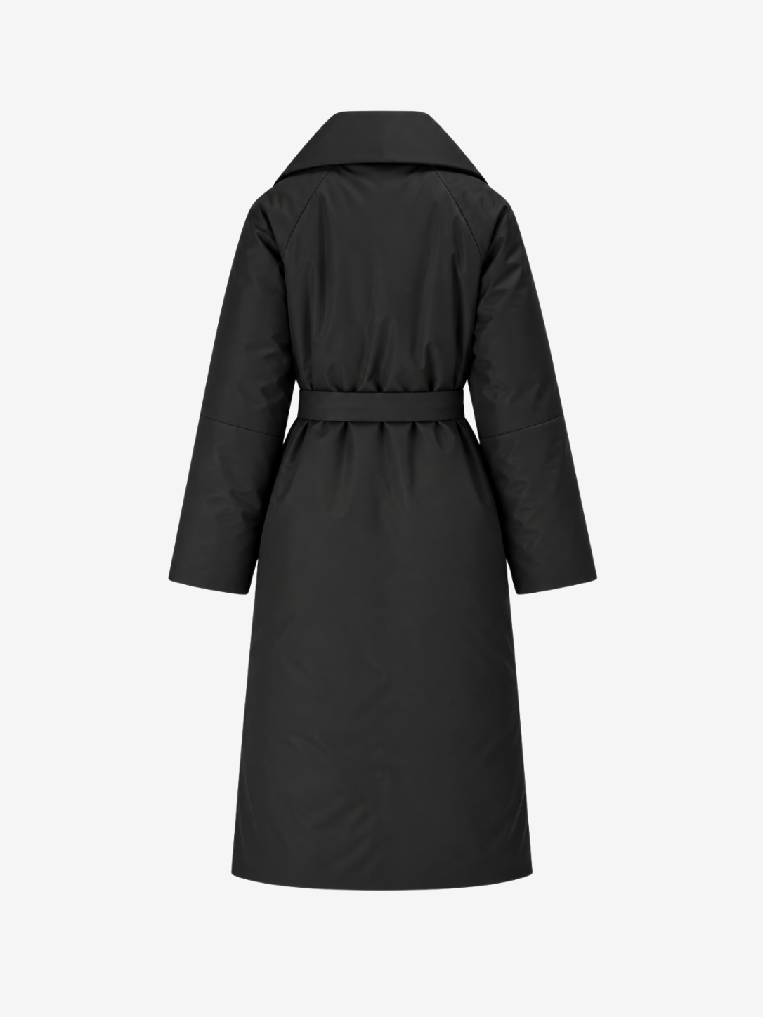 SCHWARZE JACKE MIT GÜRTEL AUS KAMELWOLLE