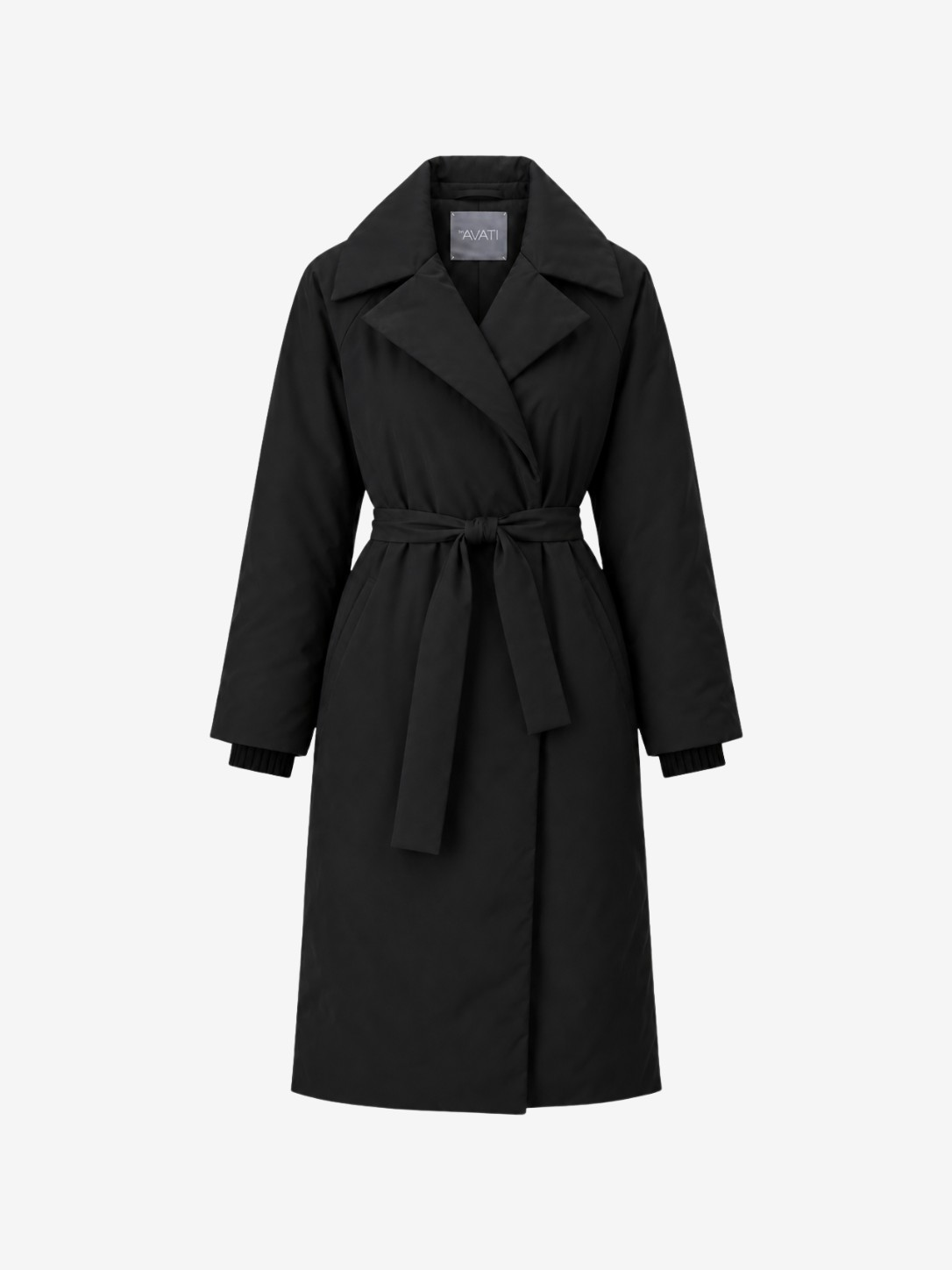 SCHWARZE JACKE MIT GÜRTEL AUS KAMELWOLLE