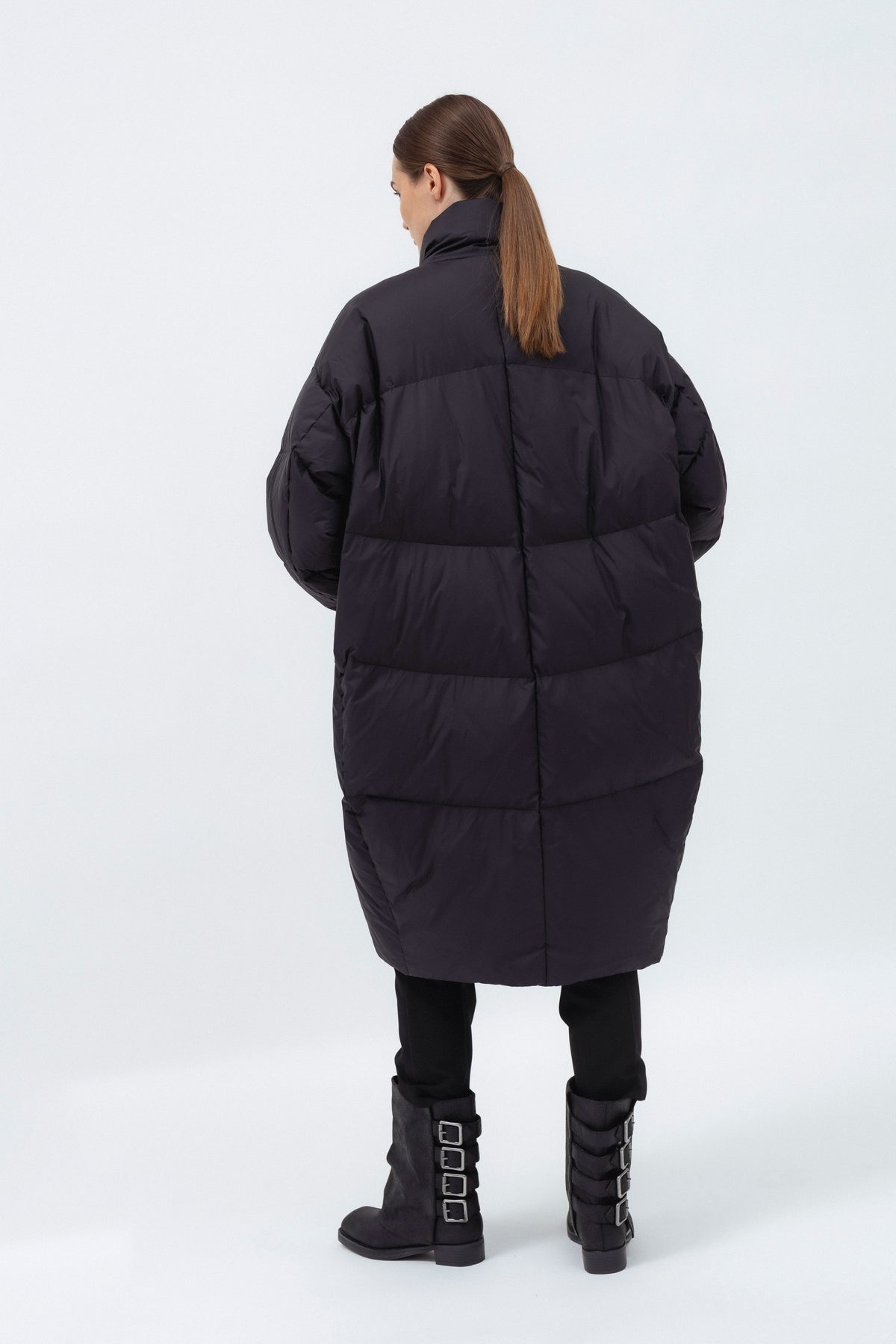 BLACK LONG DOWN OVERSIZED JACKET