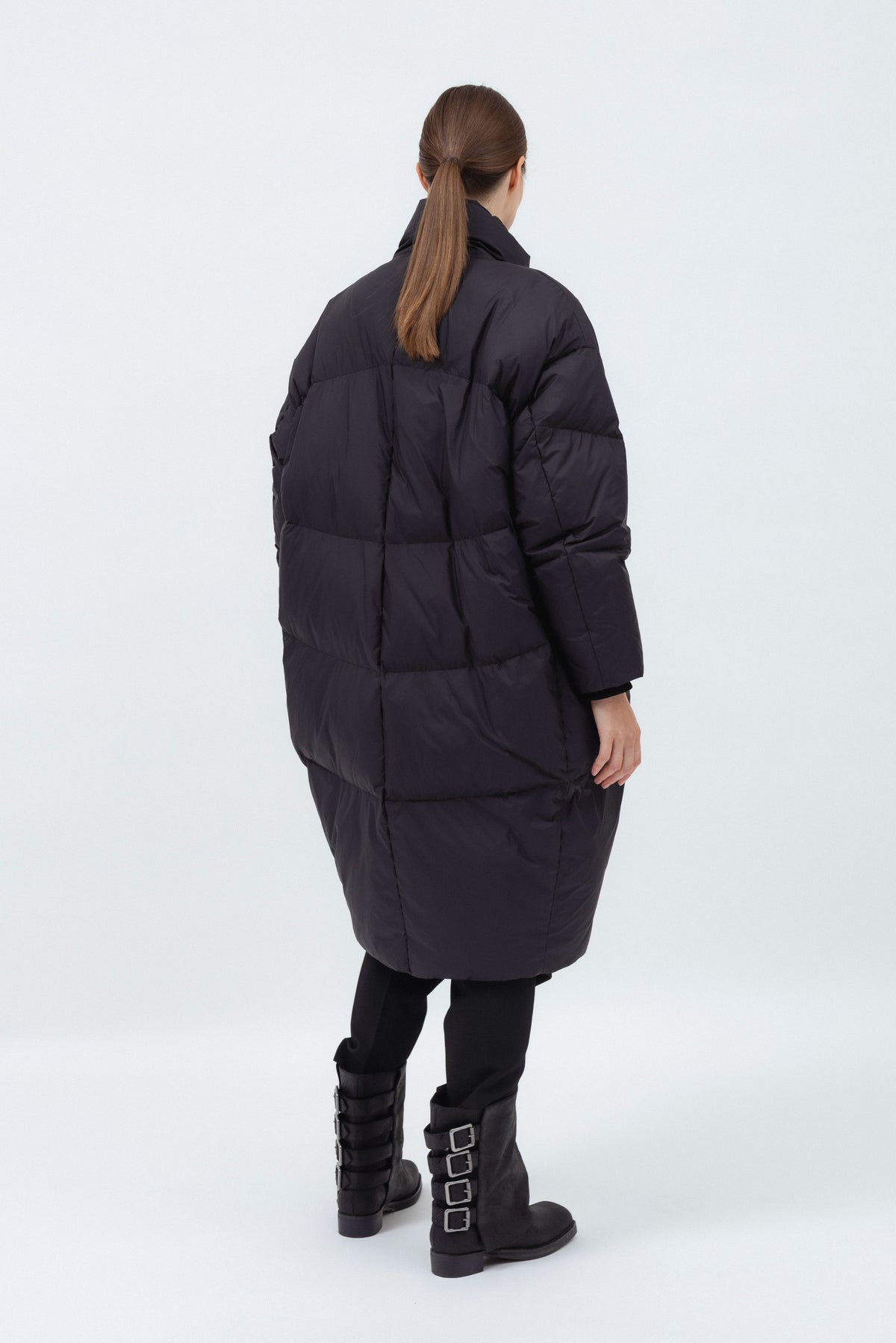 BLACK LONG DOWN OVERSIZED JACKET