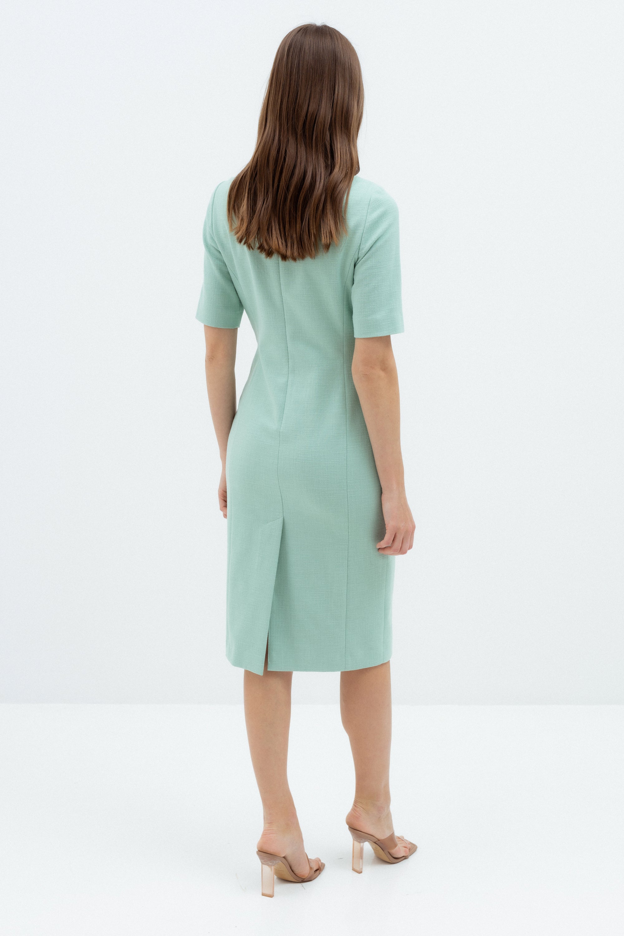 MINT FITTED DRESS WITH SHORT SLEEVES