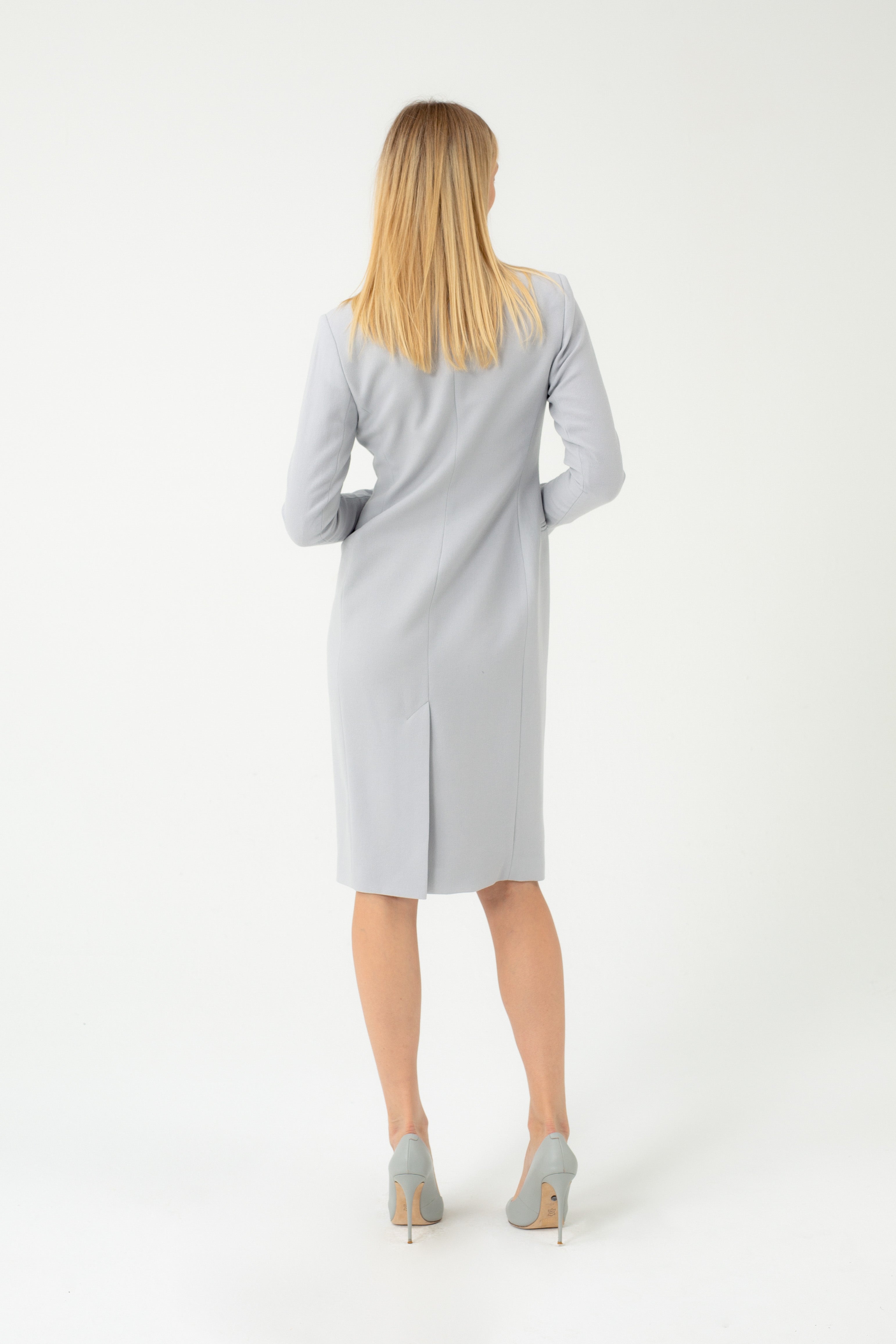 LIGHT GREY DUSTCOAT TYPE DRESS