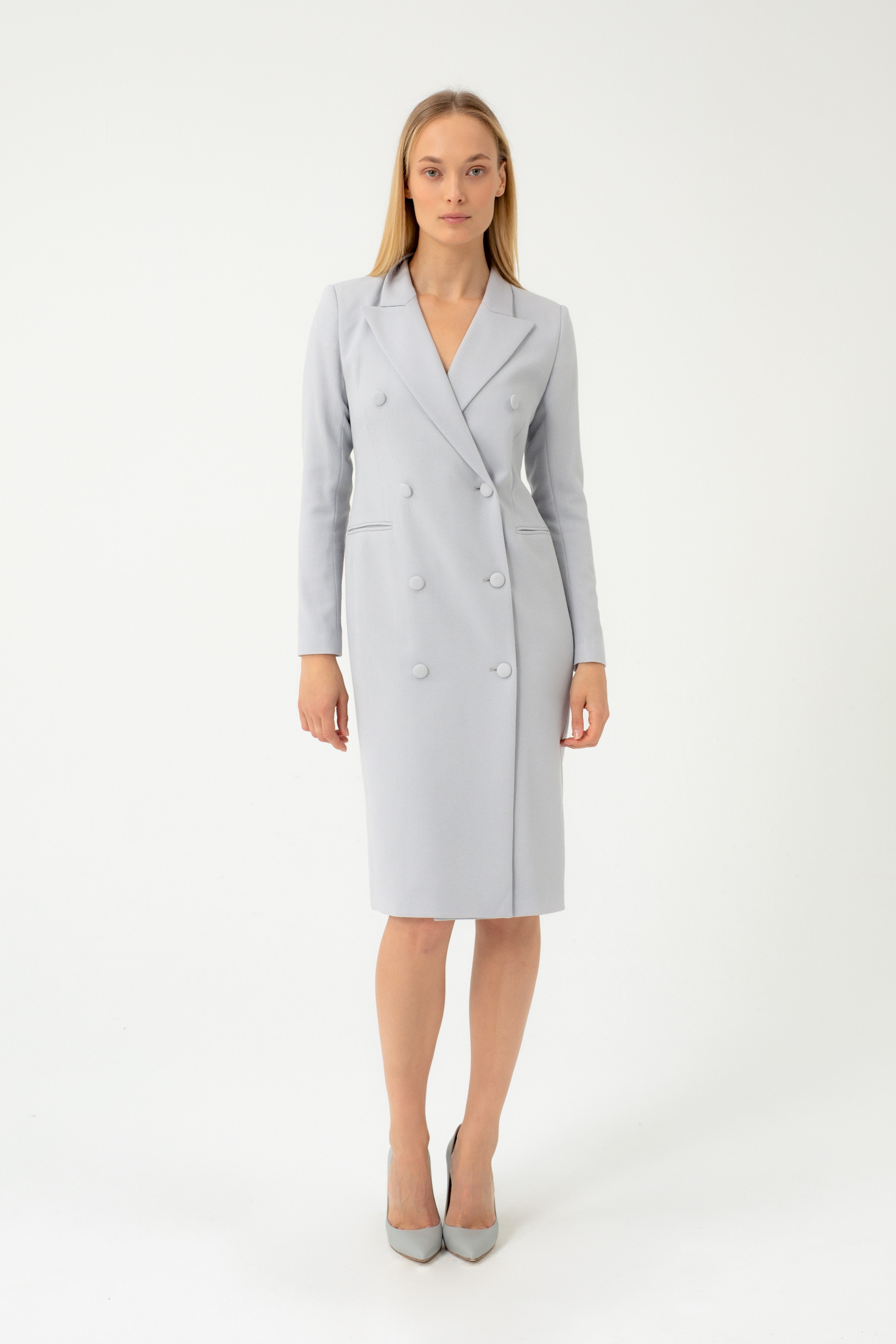 LIGHT GREY DUSTCOAT TYPE DRESS