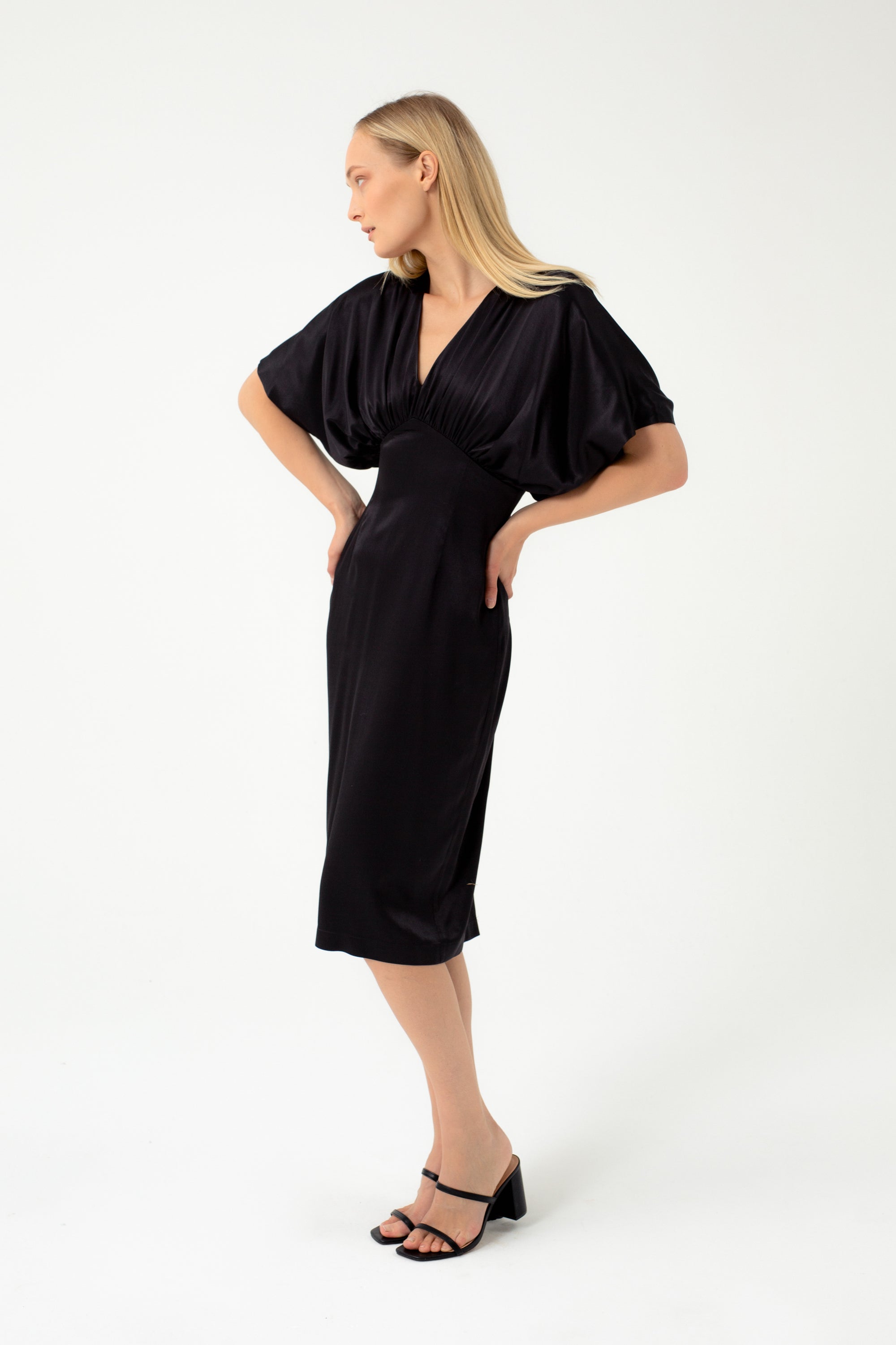 short kimono sleeve dress Maryann Short Kimono Sleeve Palm Print Maxi Dress Navy MEDIUM
