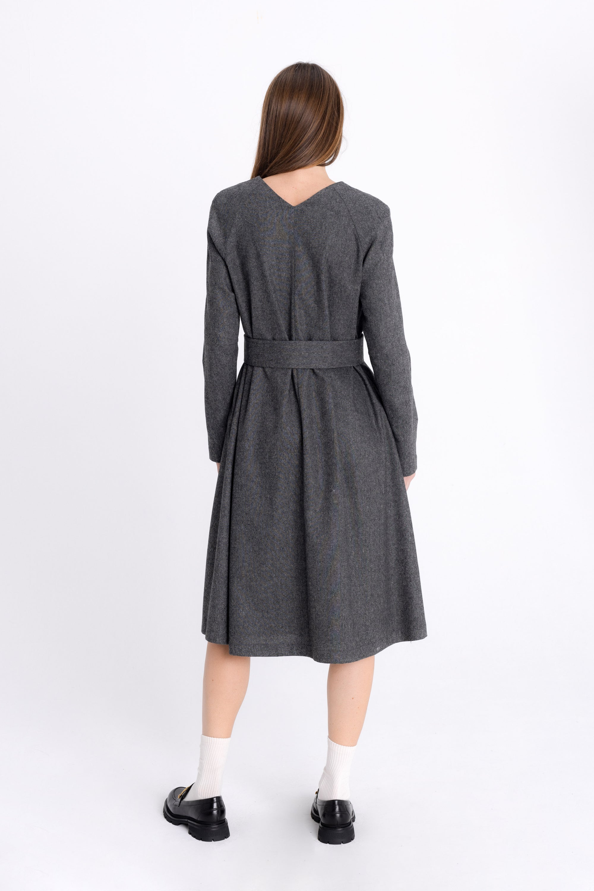 GREY MELANGE FLARED DRESS