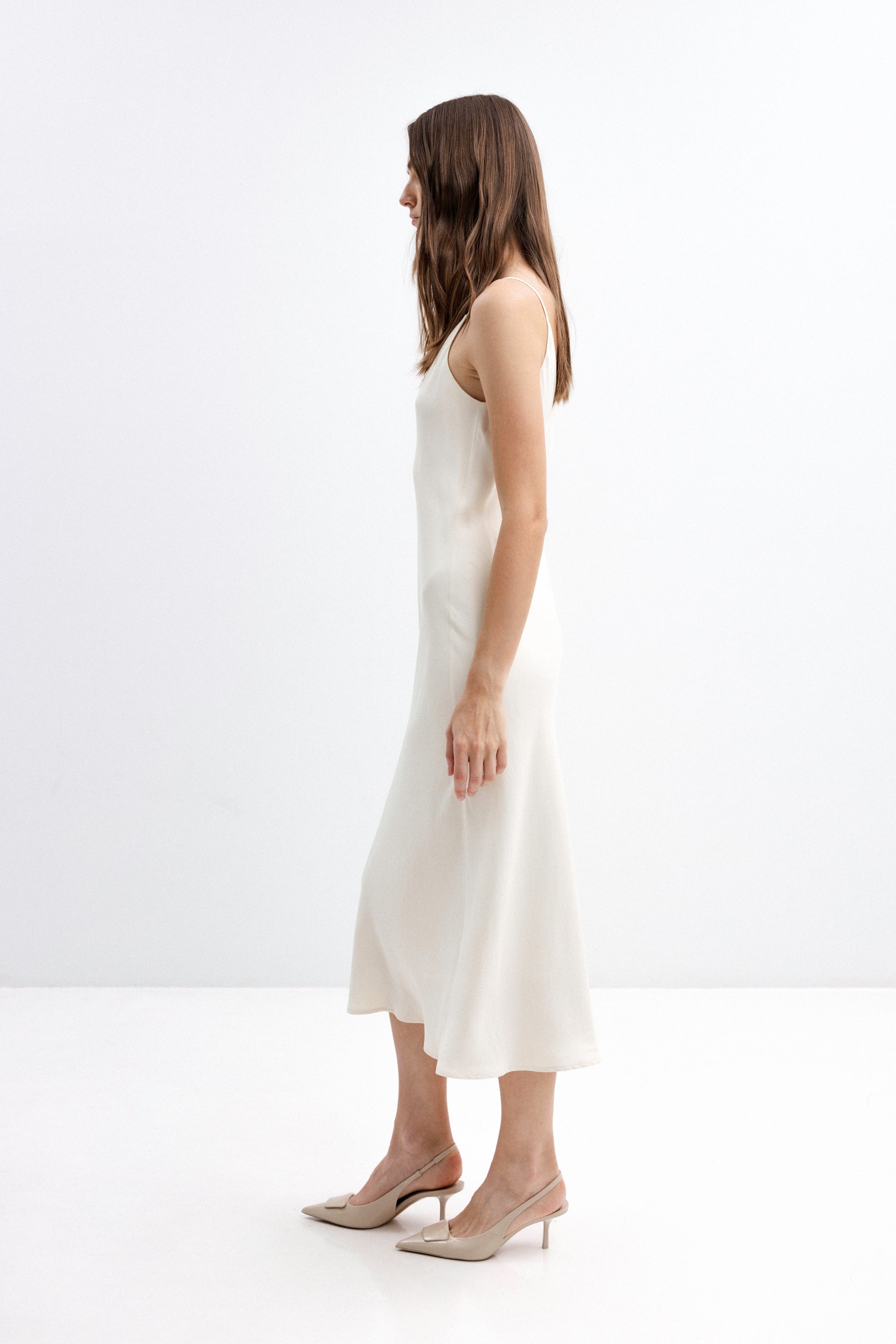 MILK-SHADE MIDI SLIP DRESS