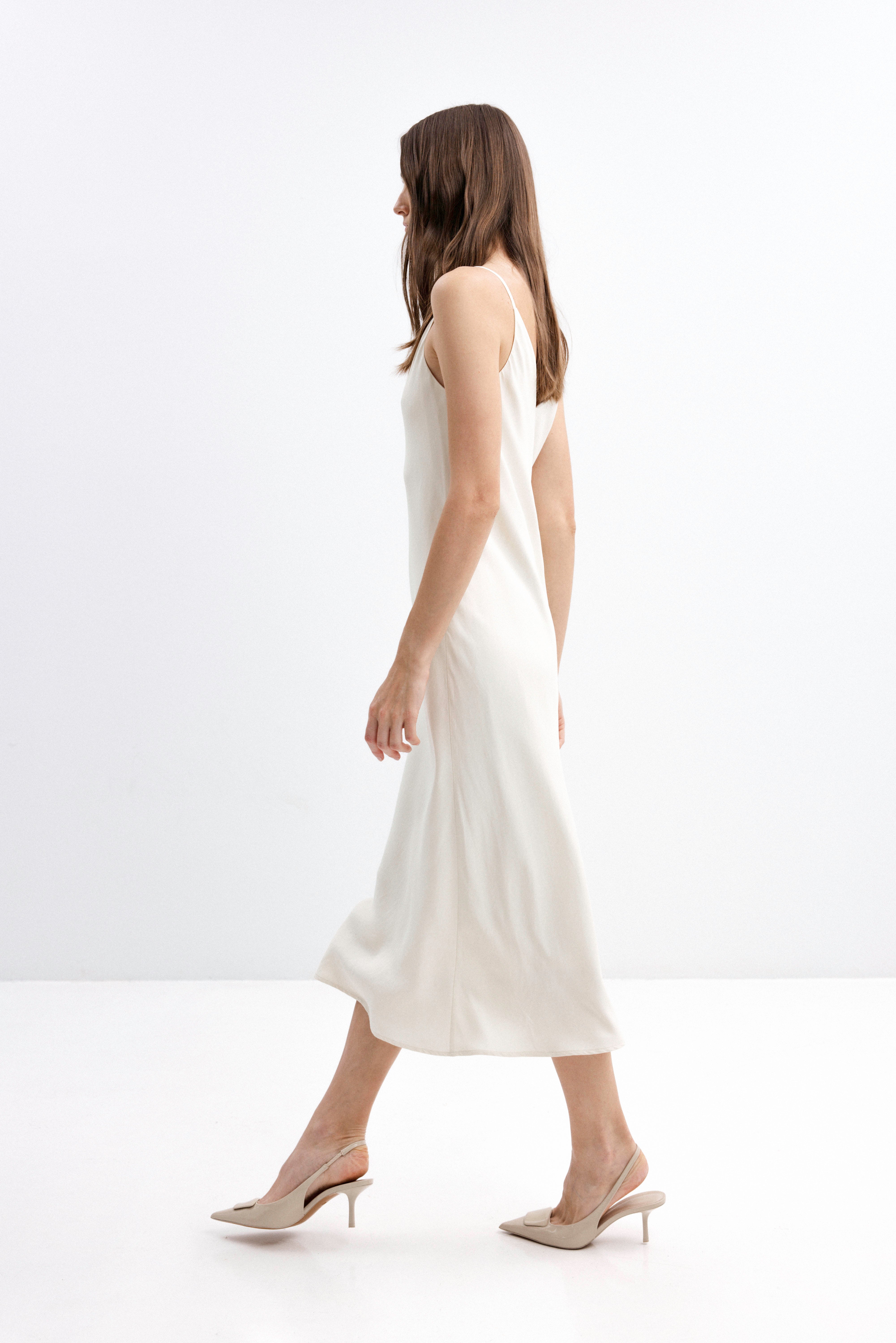 MILK-SHADE MIDI SLIP DRESS