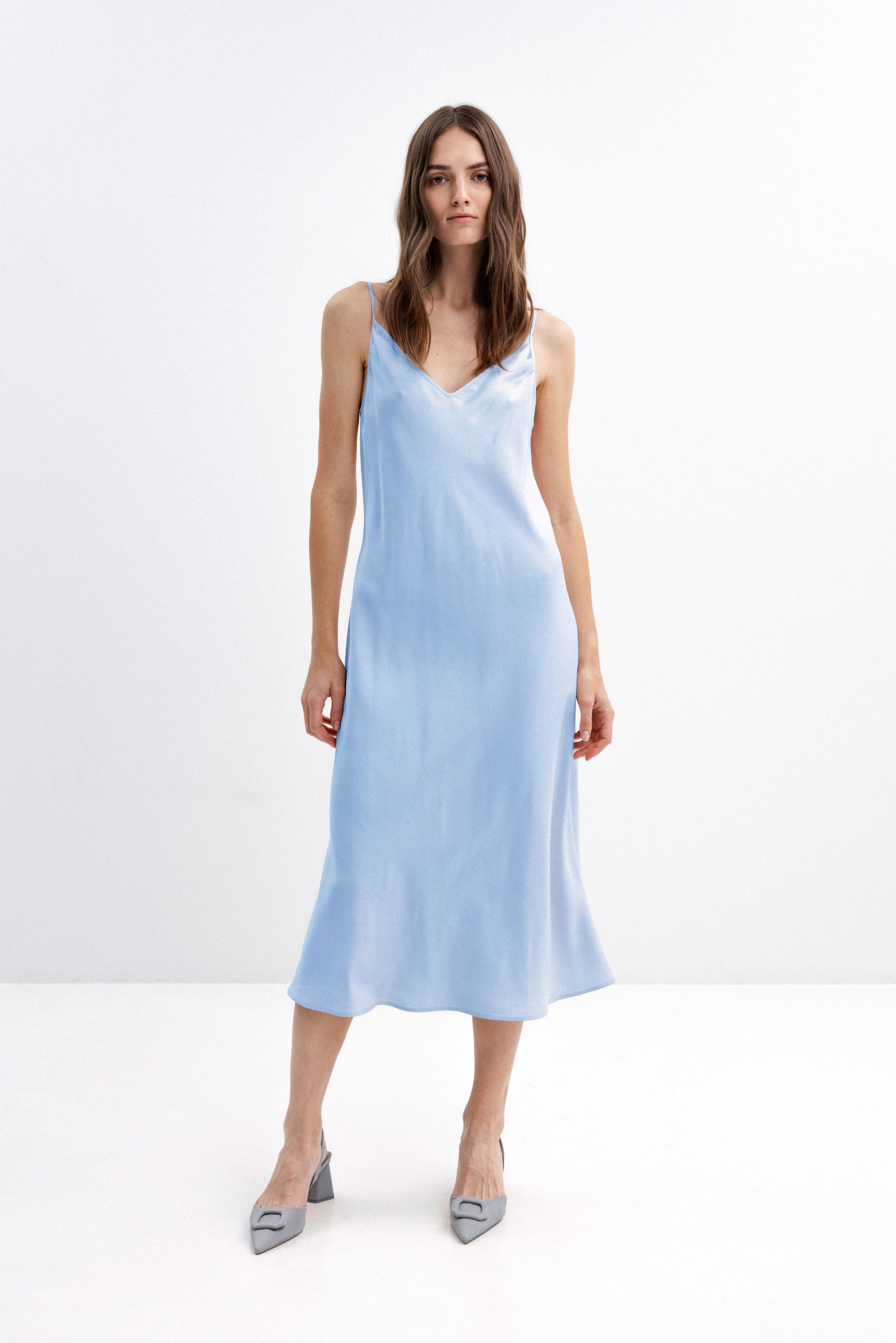 LIGHT BLUE MIDI SLIP DRESS – InAvati