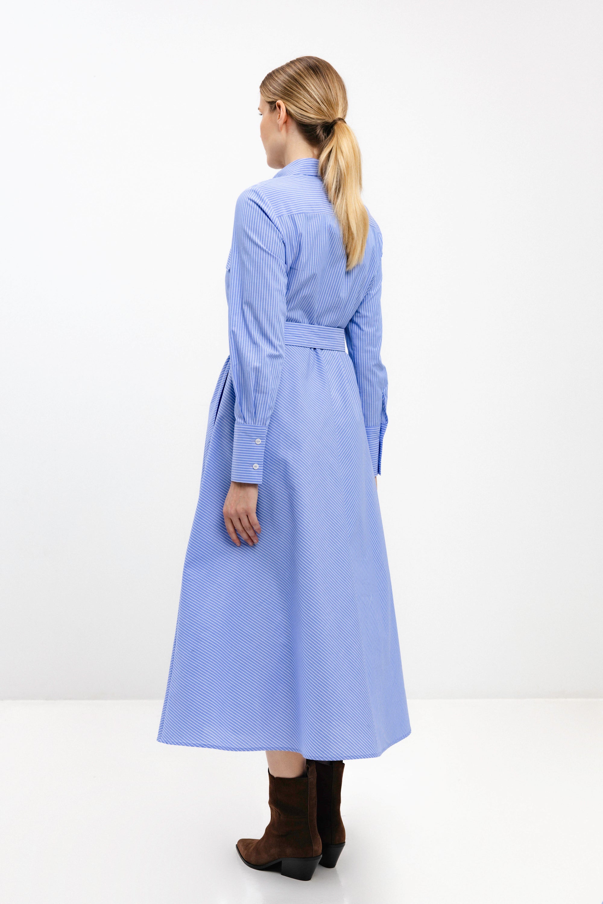 LIGHT BLUE STRIPED COTTON DRESS