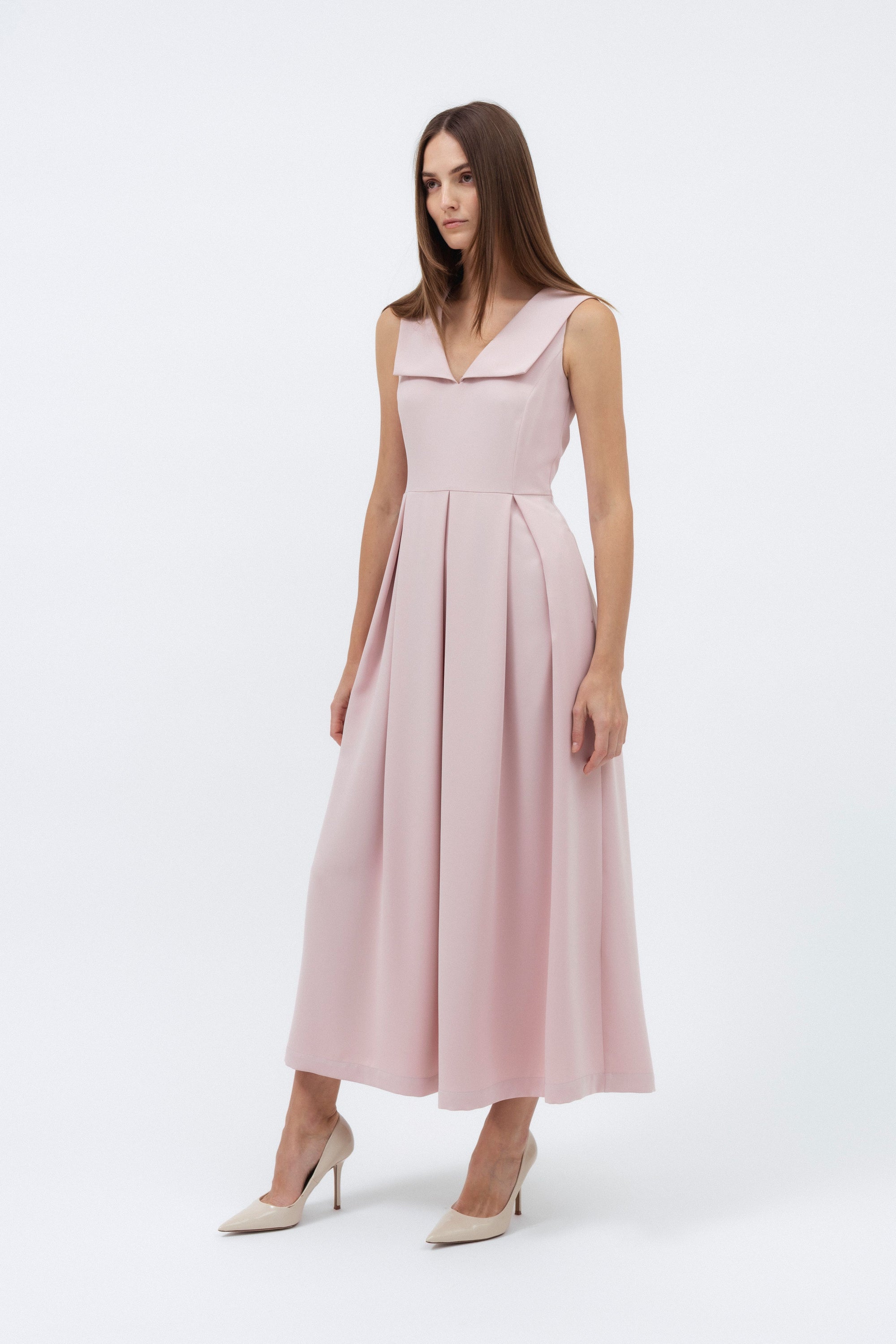 ROSE PINK A-LINE MIDI DRESS InAvati ROSE PINK A-LINE MIDI DRESS InAvati