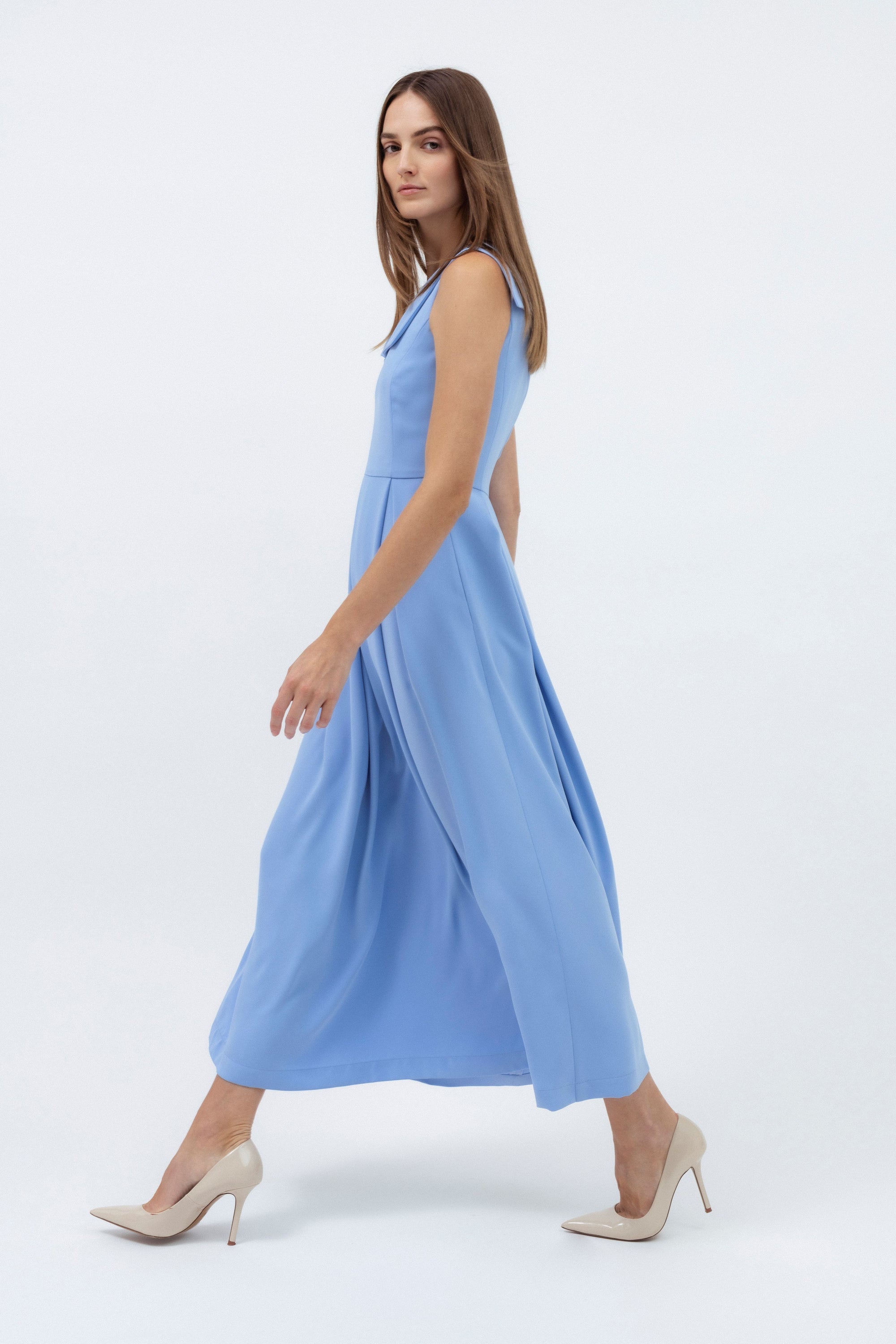 LIGHT BLUE A-LINE MIDI DRESS – InAvati